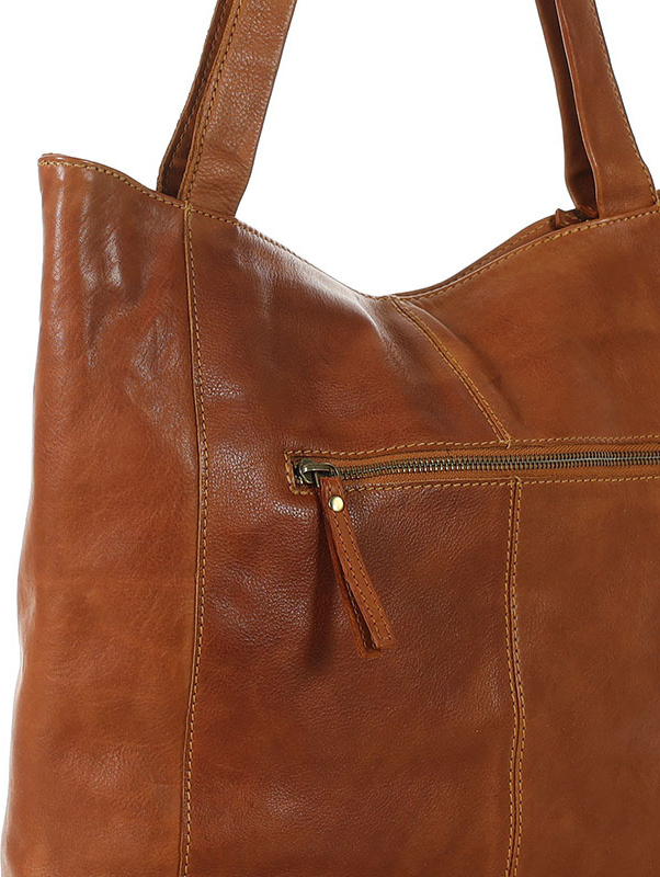 MARCO MAZZINI Světle hnědá kožená shopper kabelka