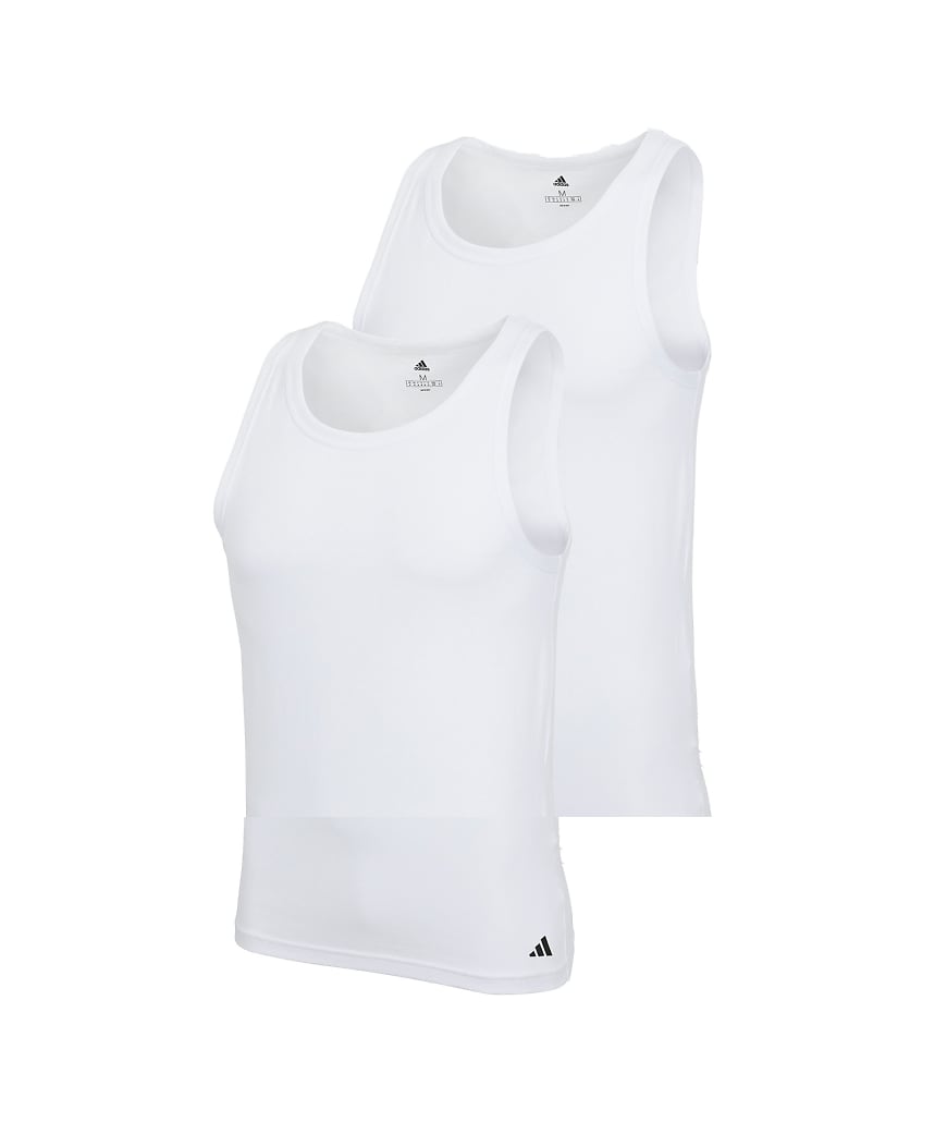 Adidas 2 pack active core cotton vests in white