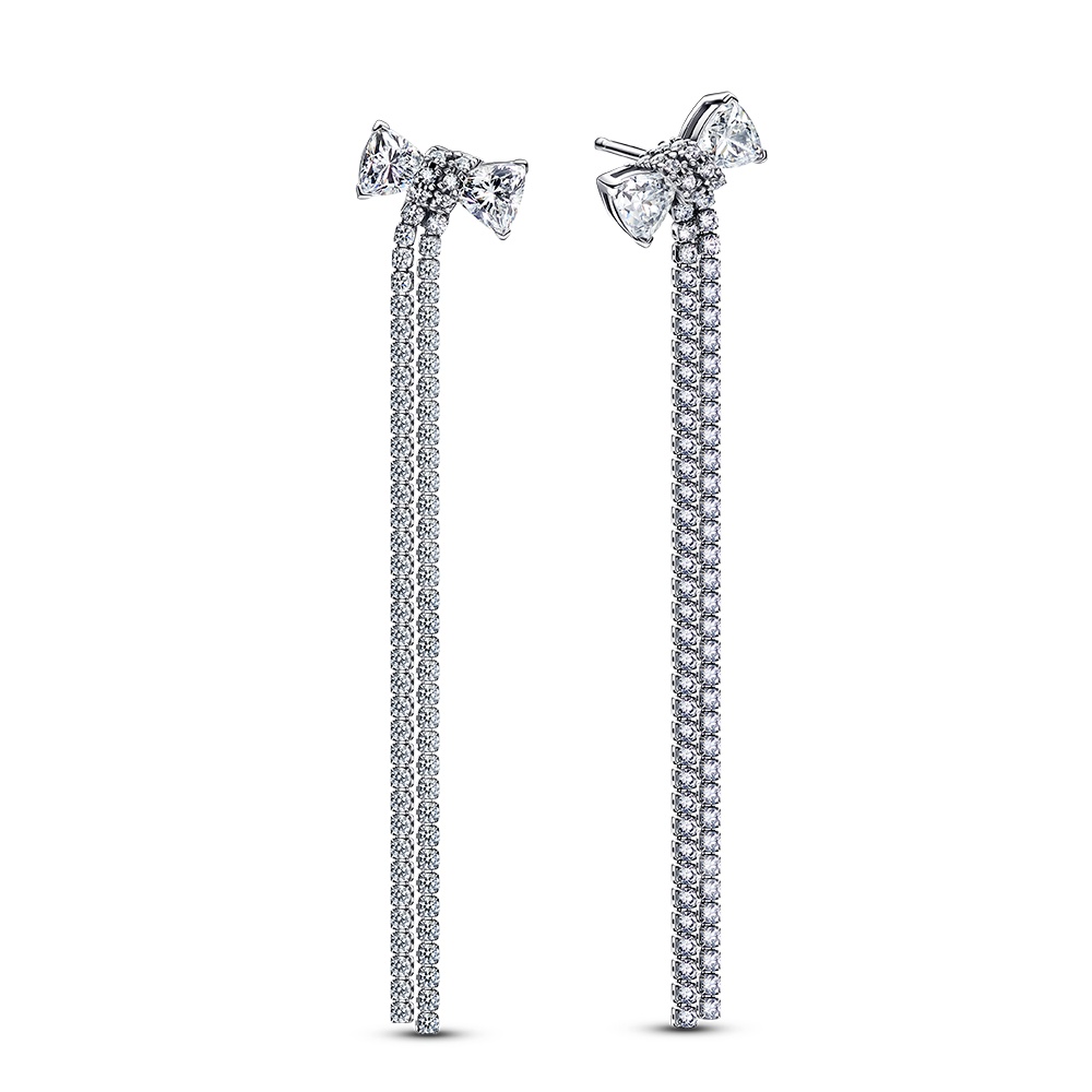 Pandora Visací stříbrné náušnice se zirkony mašle 293544C01