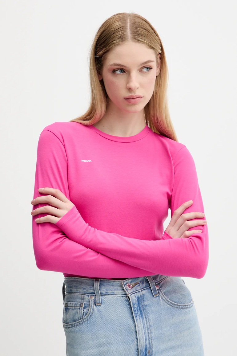 Tričko s dlouhým rukávem Pangaia Cotton-Stretch Long-Sleeved Top růžová barva, 10002429