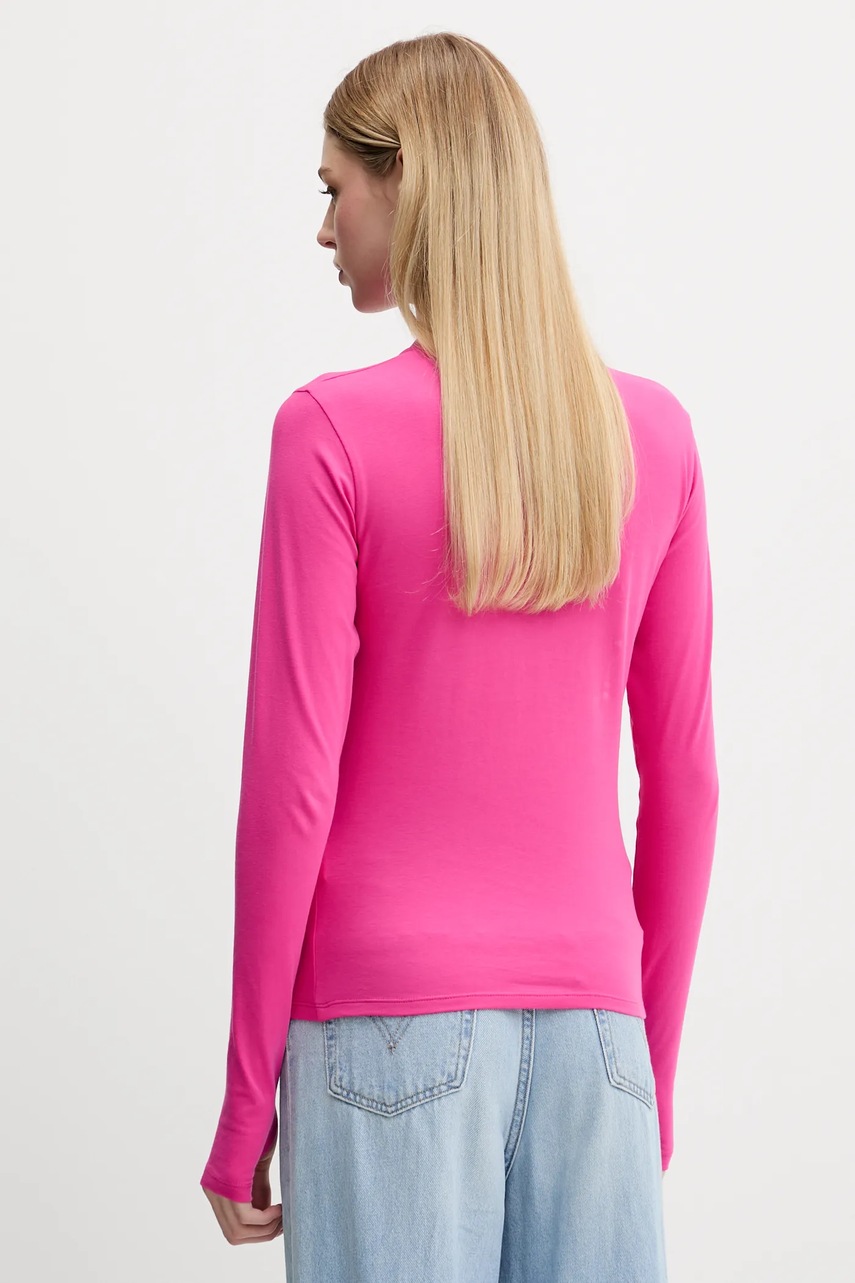 Tričko s dlouhým rukávem Pangaia Cotton-Stretch Long-Sleeved Top růžová barva, 10002429