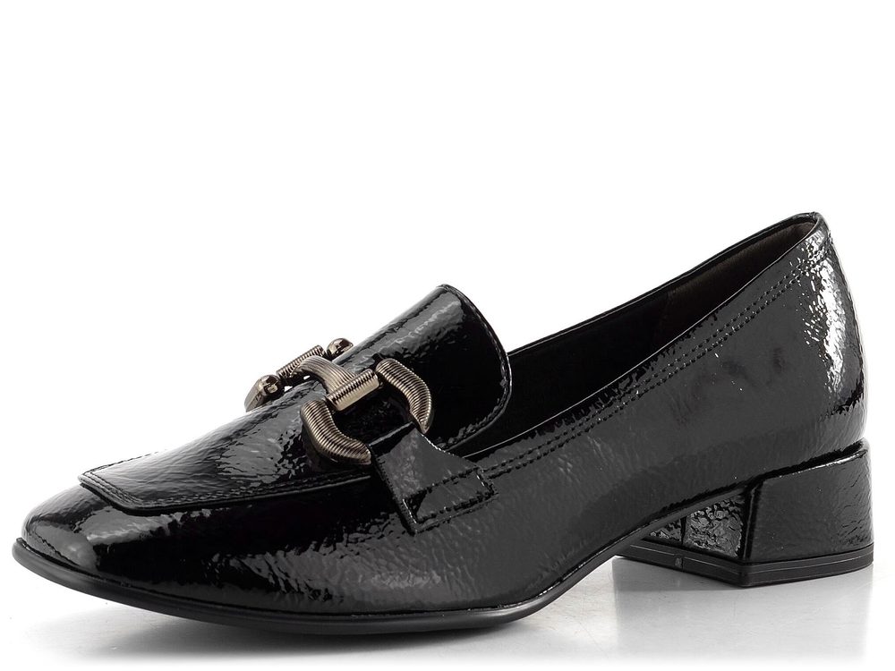 Tamaris mokasíny na podpatku black 1-24316-43