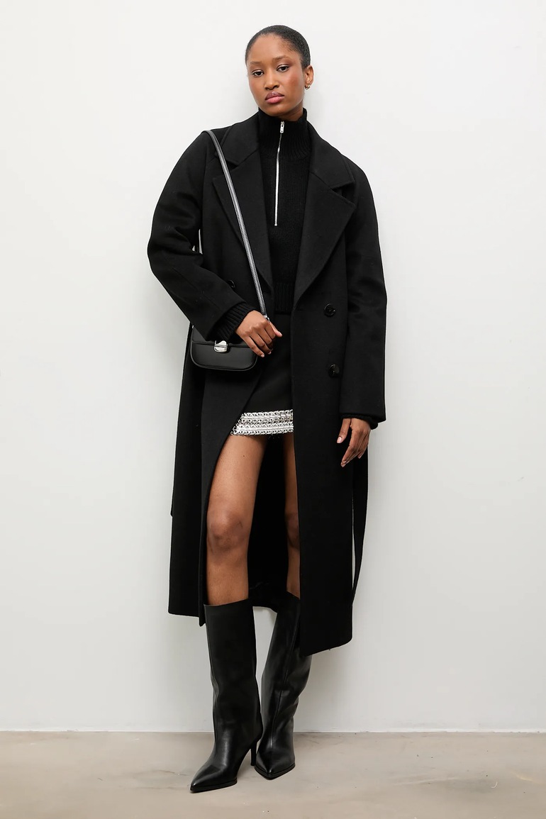 Vlněný kabát Answear.LAB černá barva, přechodný, dvouřadový