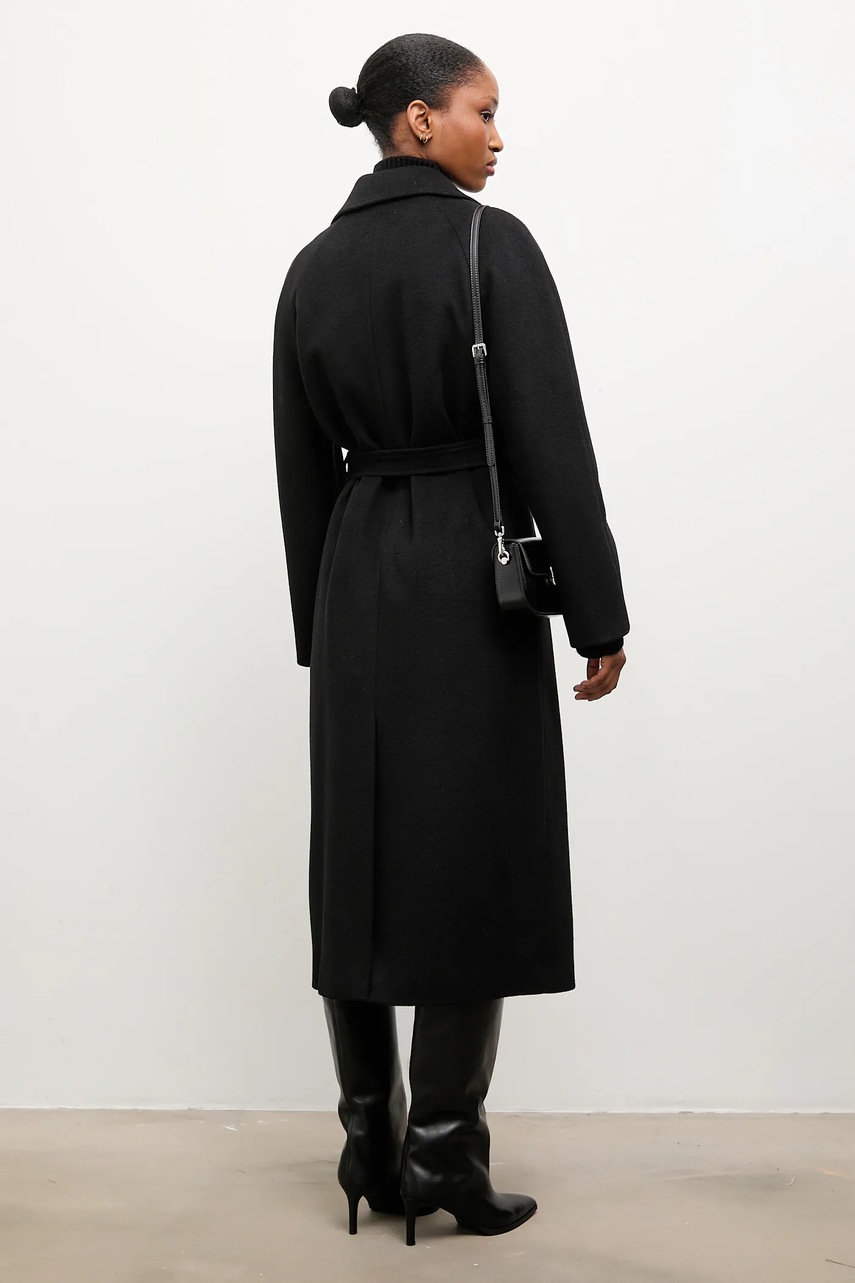 Vlněný kabát Answear.LAB černá barva, přechodný, dvouřadový