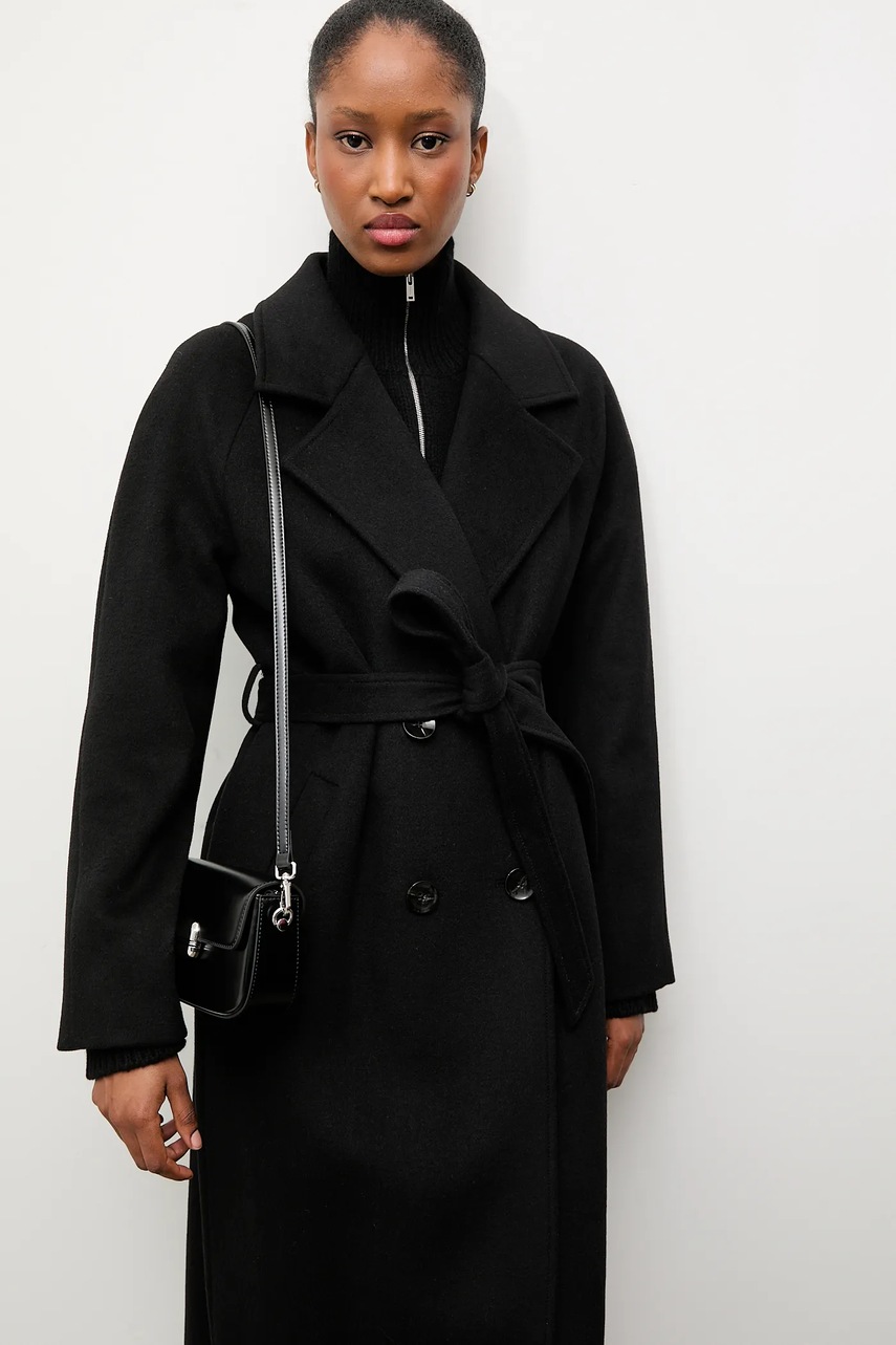 Vlněný kabát Answear.LAB černá barva, přechodný, dvouřadový
