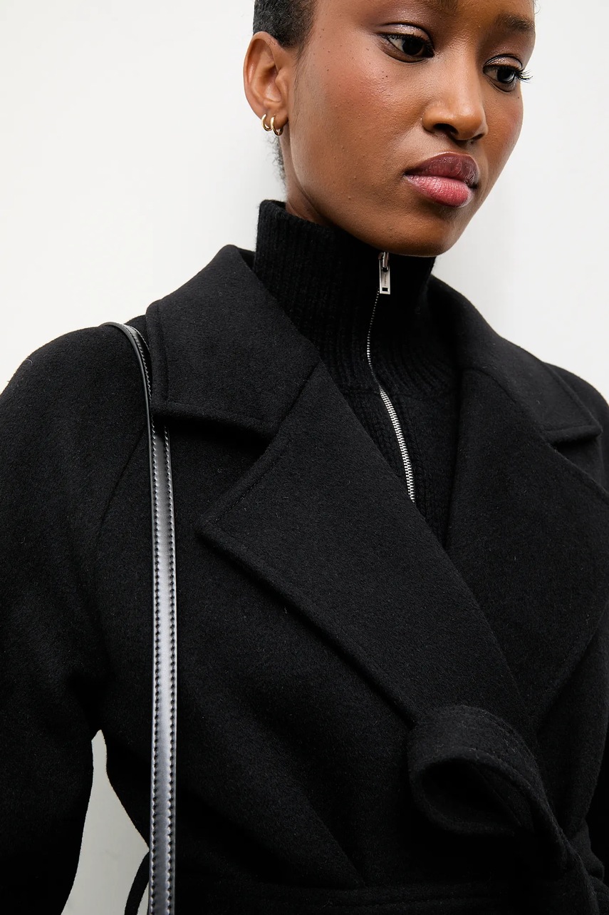 Vlněný kabát Answear.LAB černá barva, přechodný, dvouřadový