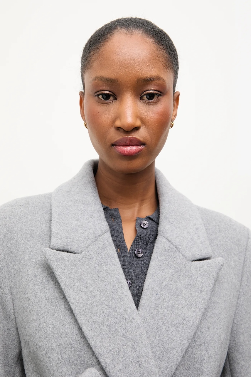 Vlněný kabát Answear.LAB černá barva, dvouřadový