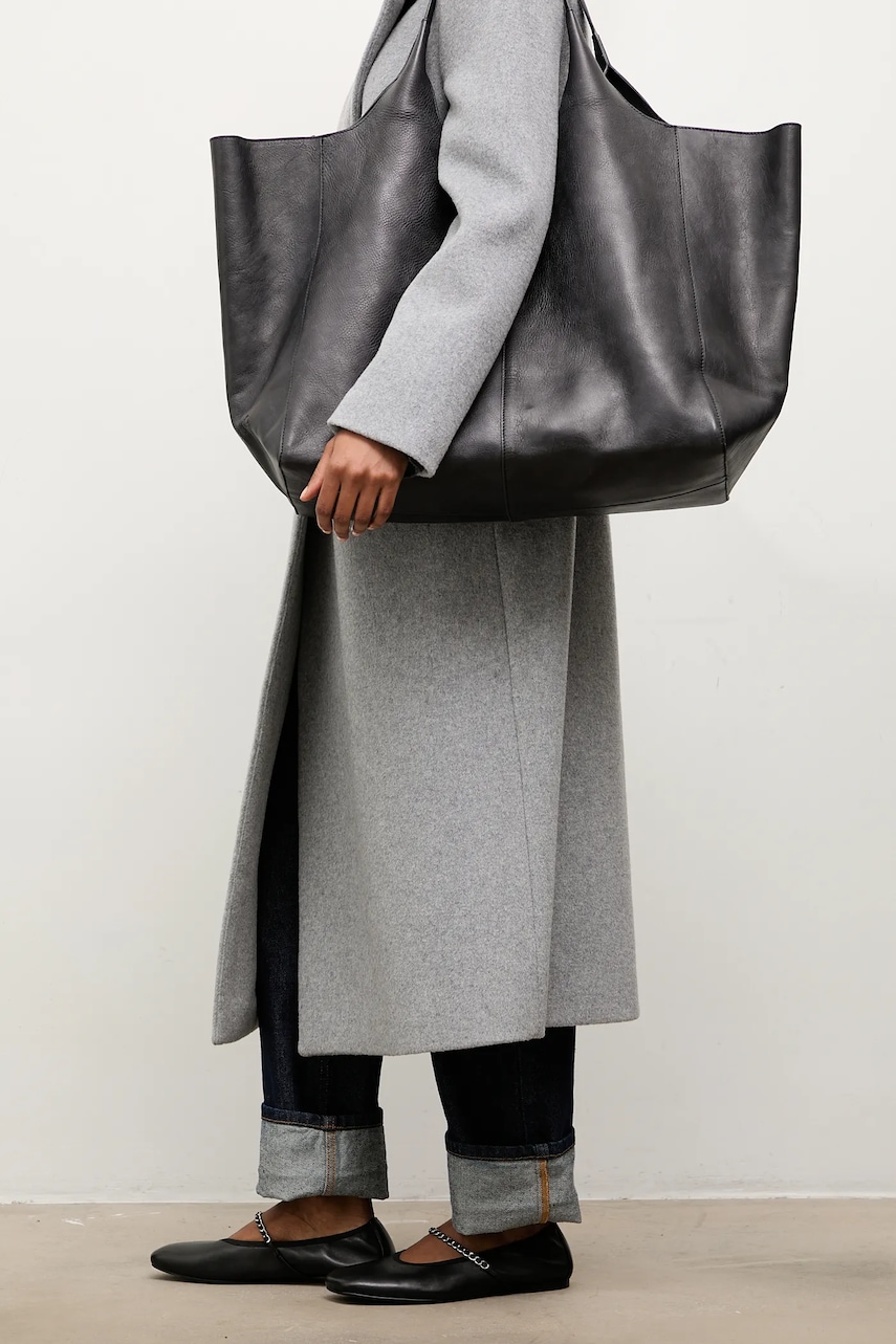 Vlněný kabát Answear.LAB černá barva, dvouřadový