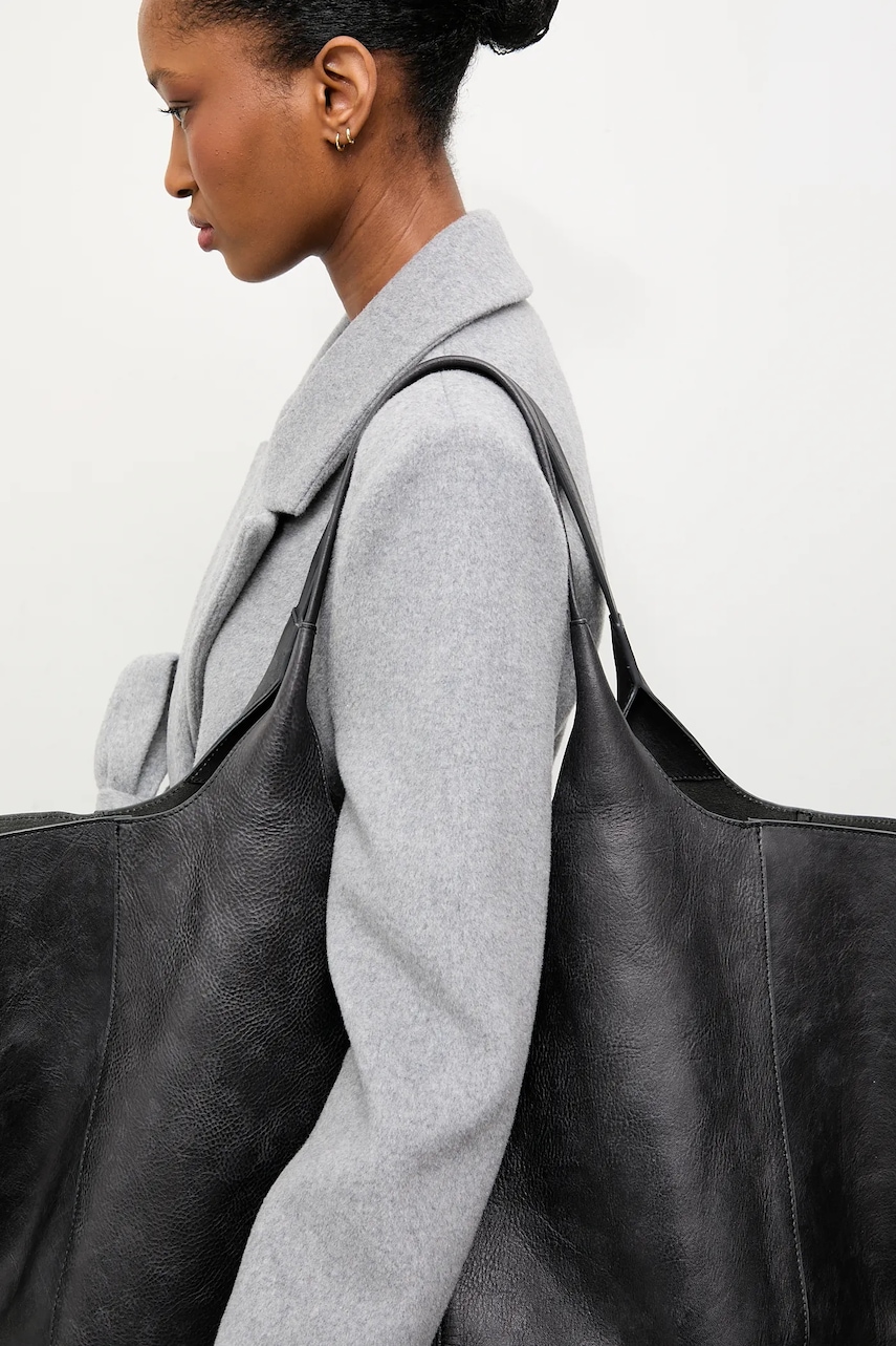 Vlněný kabát Answear.LAB černá barva, dvouřadový