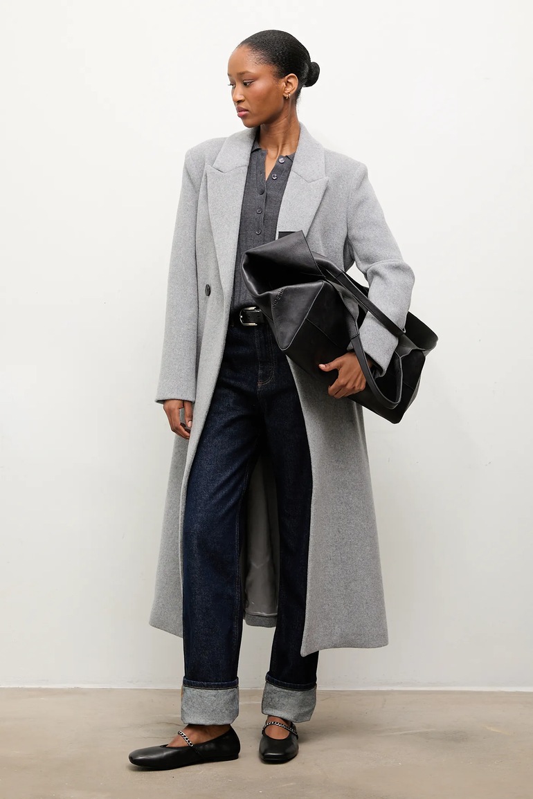 Vlněný kabát Answear.LAB černá barva, dvouřadový