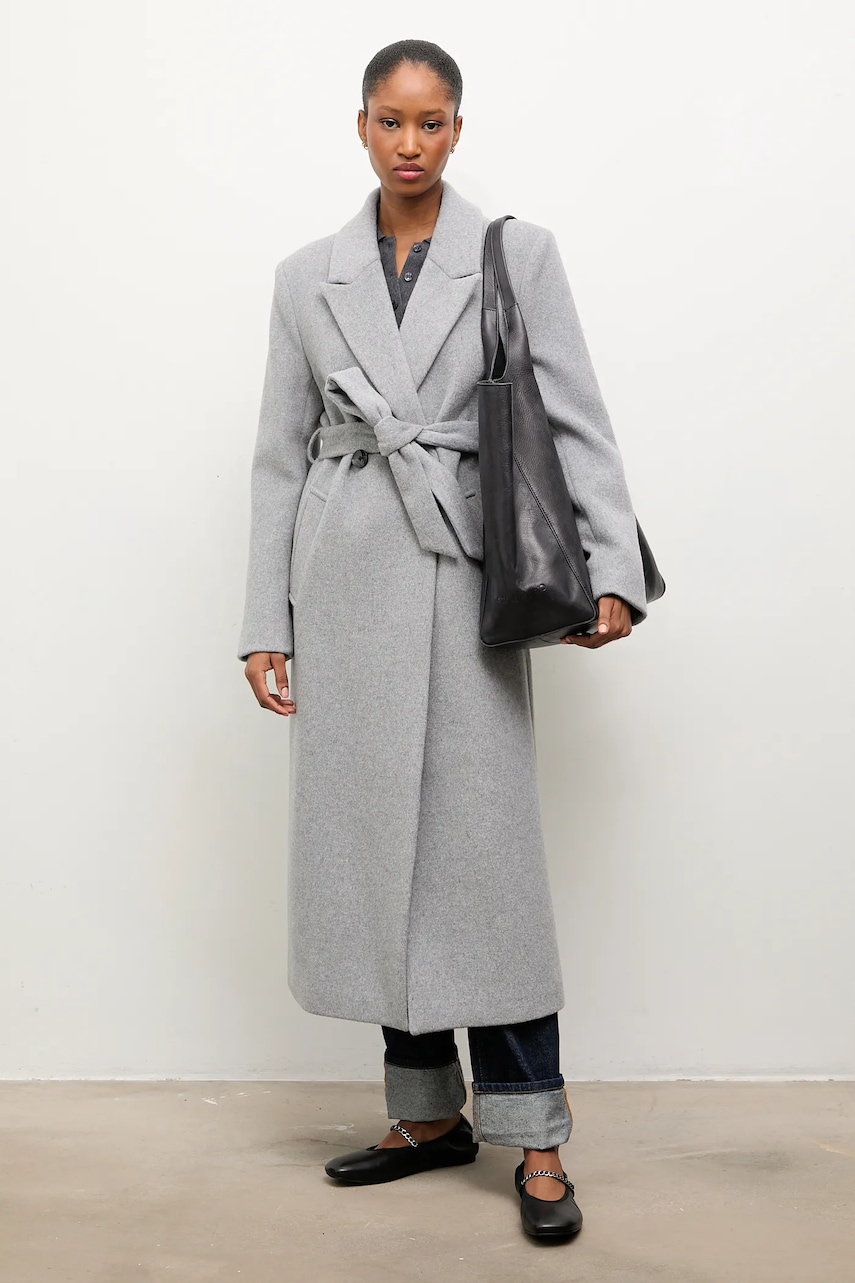 Vlněný kabát Answear.LAB černá barva, dvouřadový