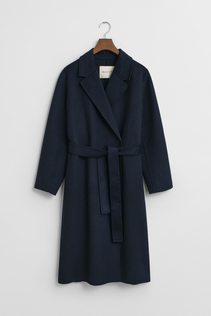 KABÁT GANT HANDSTITCHED BELTED COAT EVENING BLUE