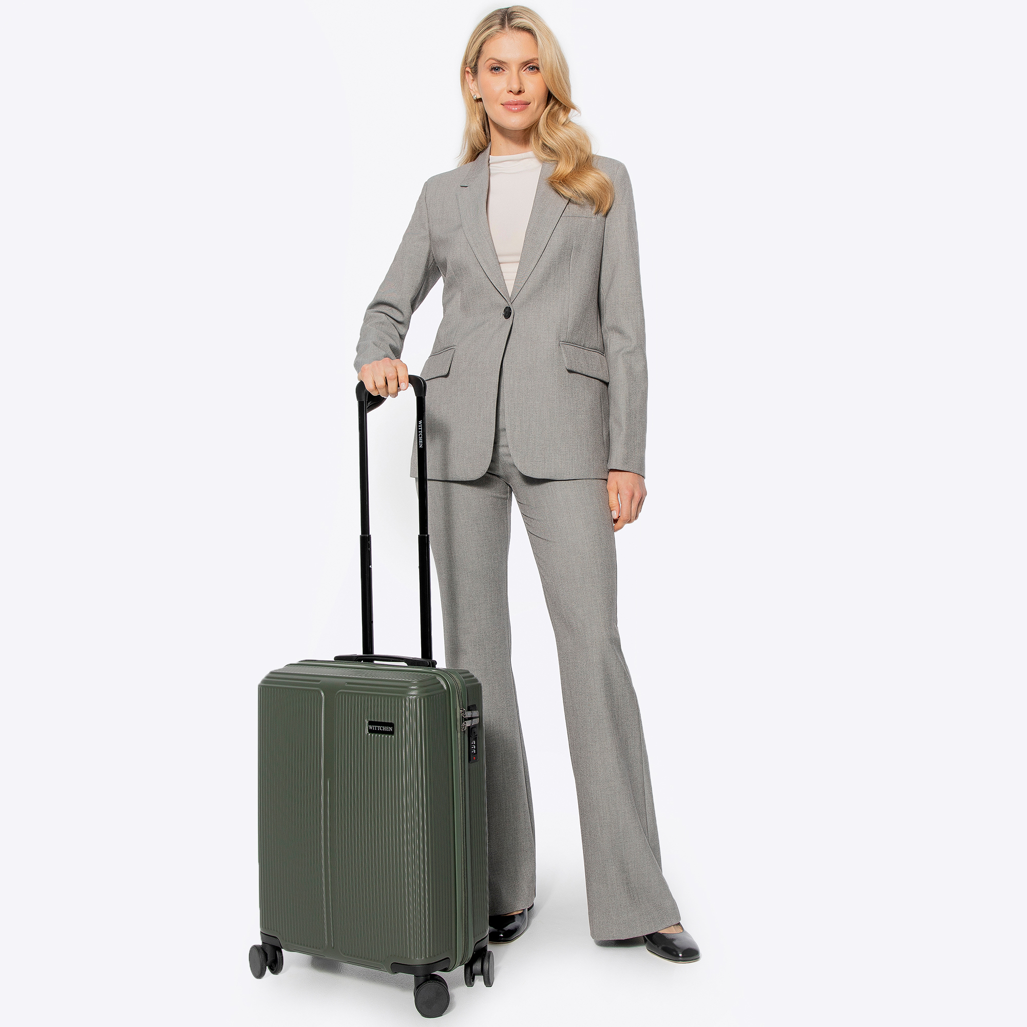 Wittchen Malý khaki kufr z ABS s jemnými pruhy