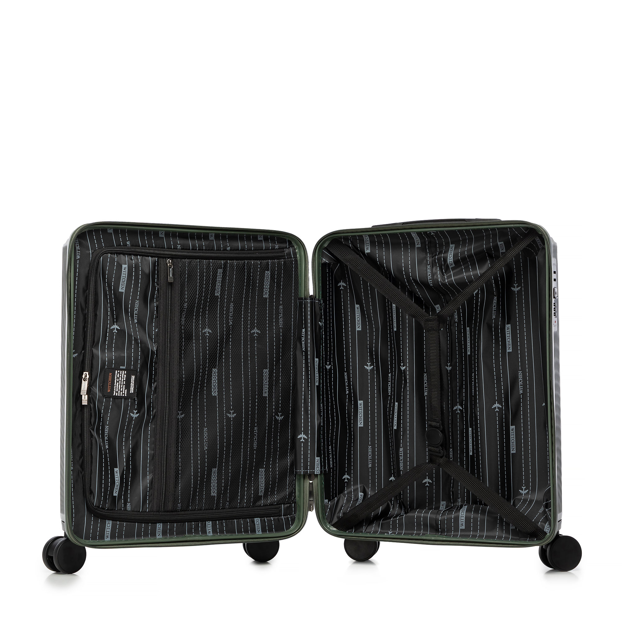 Wittchen Malý khaki kufr z ABS s jemnými pruhy