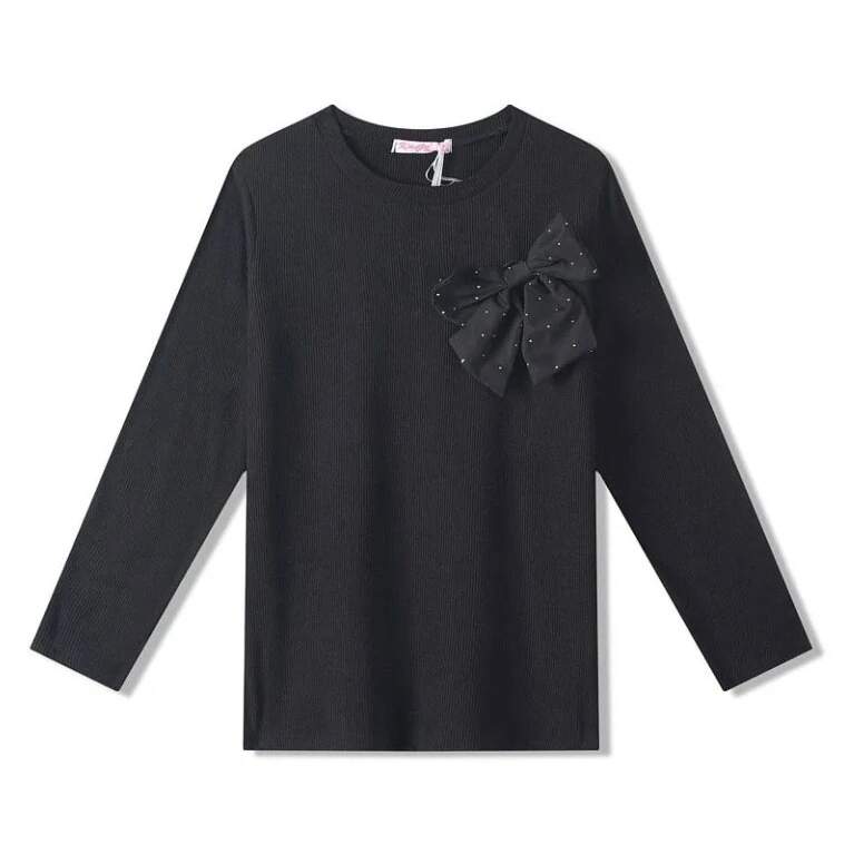 Dívčí tričko dlouhý rukáv Kugo ST3531 černé, vel. 134