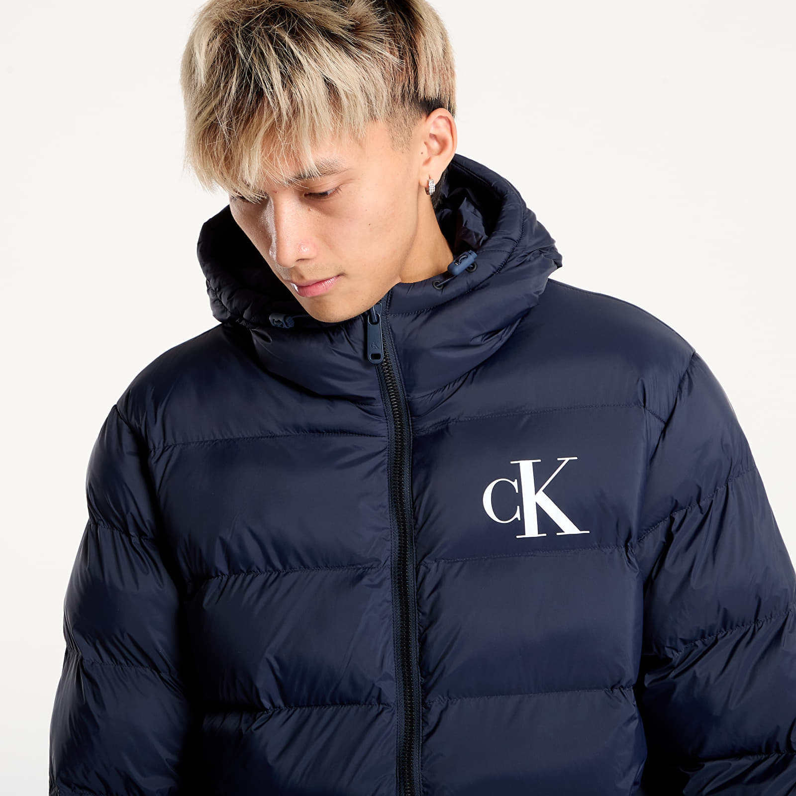 Péřovka Calvin Klein Jeans Ls Nylon Monogram Puff Jacket Blue M