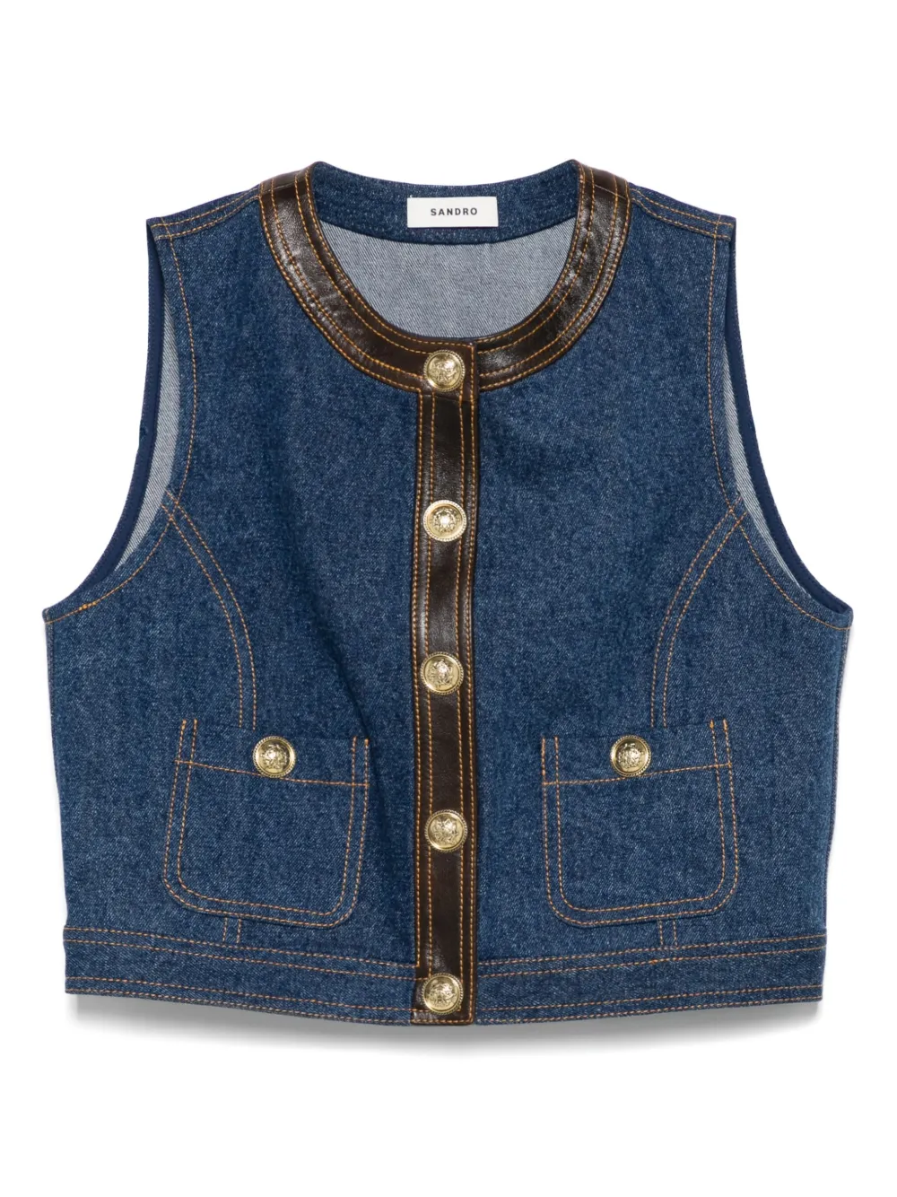 SANDRO denim gilet - Blue