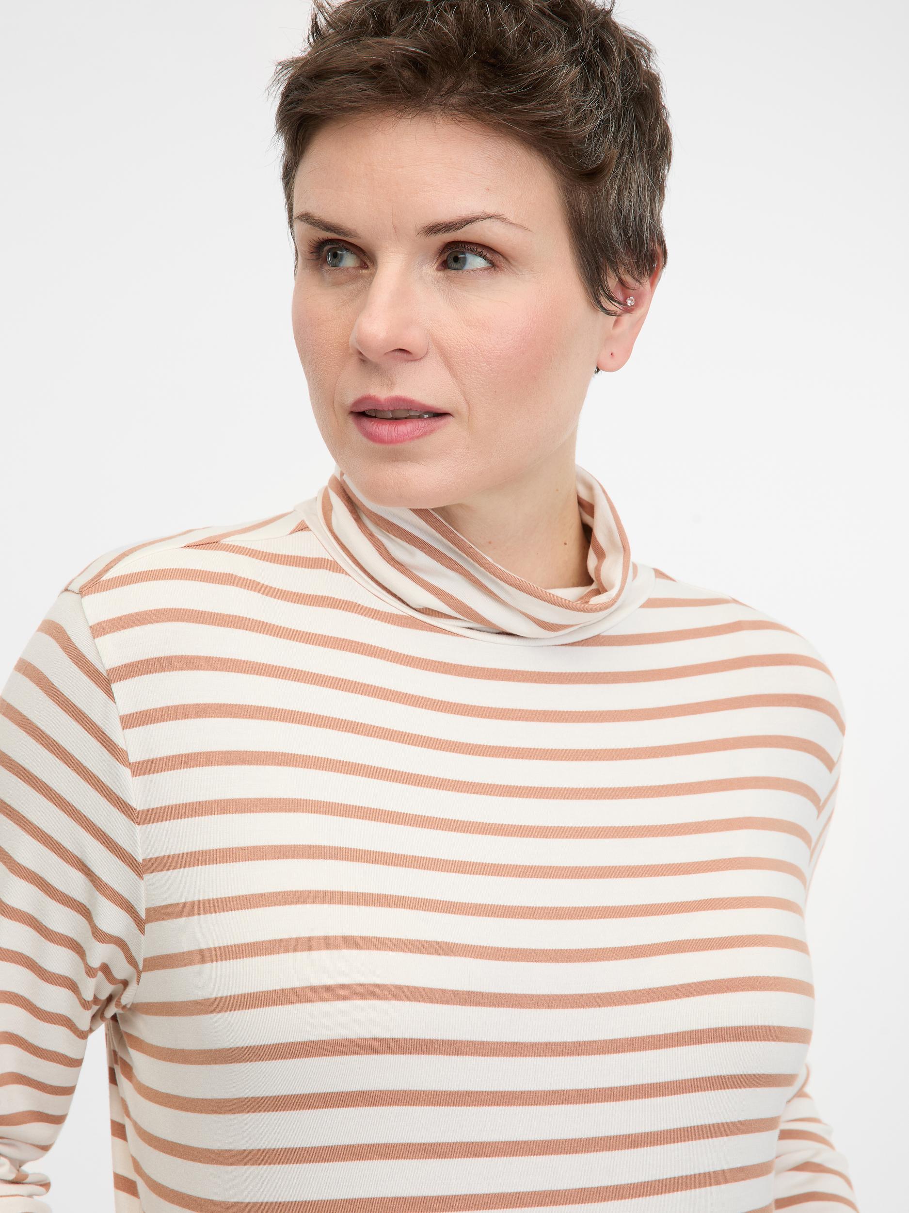Béžové dámské pruhované tričko s dlouhým rukávem ORSAY - Dámské