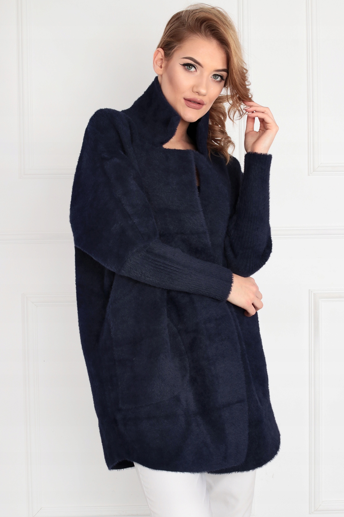 Fashionweek Dámský kabát z alpaky měkký vlněný kabát BR01