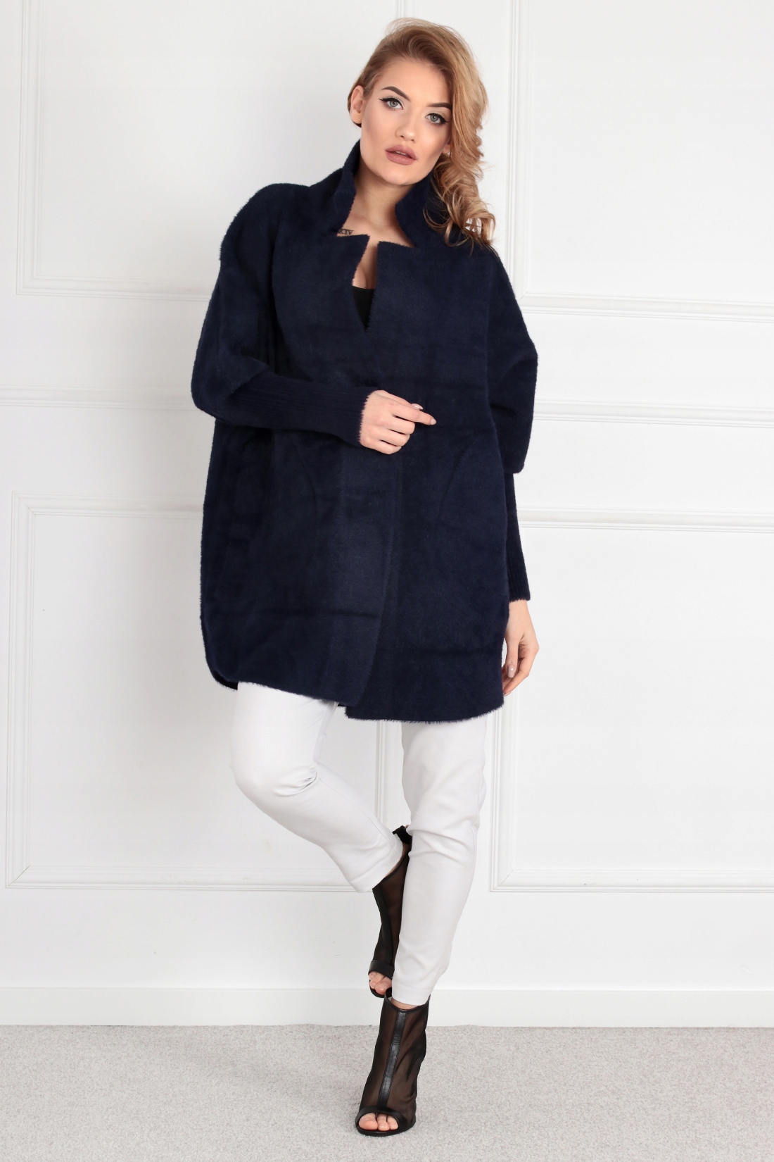 Fashionweek Dámský kabát z alpaky měkký vlněný kabát BR01