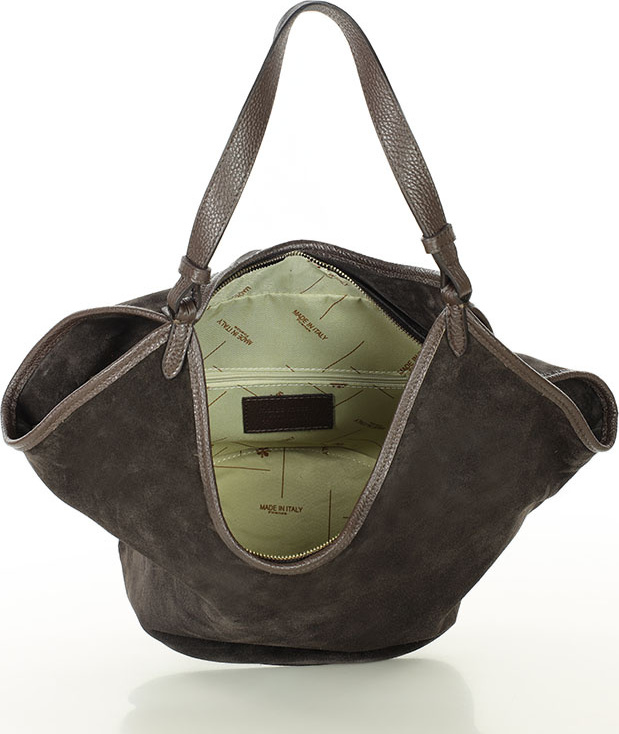 MARCO MAZZINI Tmavě hnědá kožená hobo kabelka