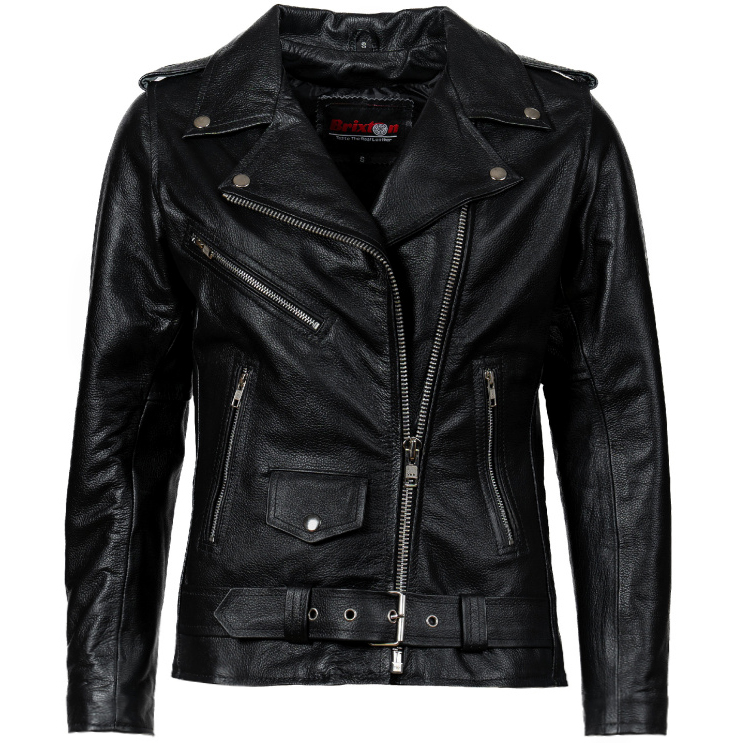 Dámská Kožená Bunda Křivák Classic Brixton Černá