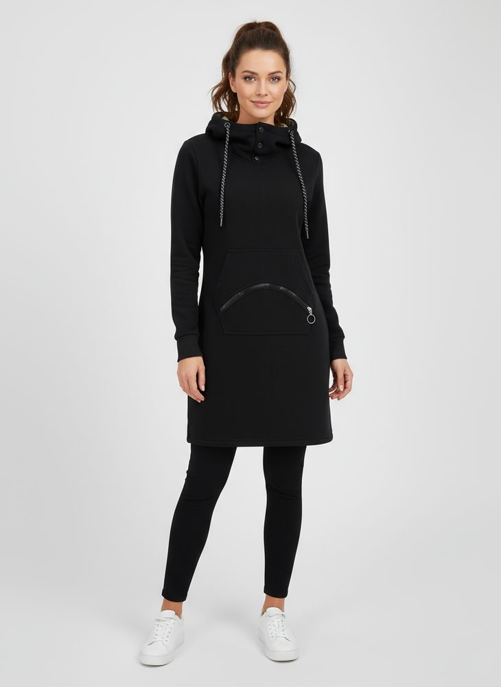 MODOVO Prodloužená dámská mikina černá