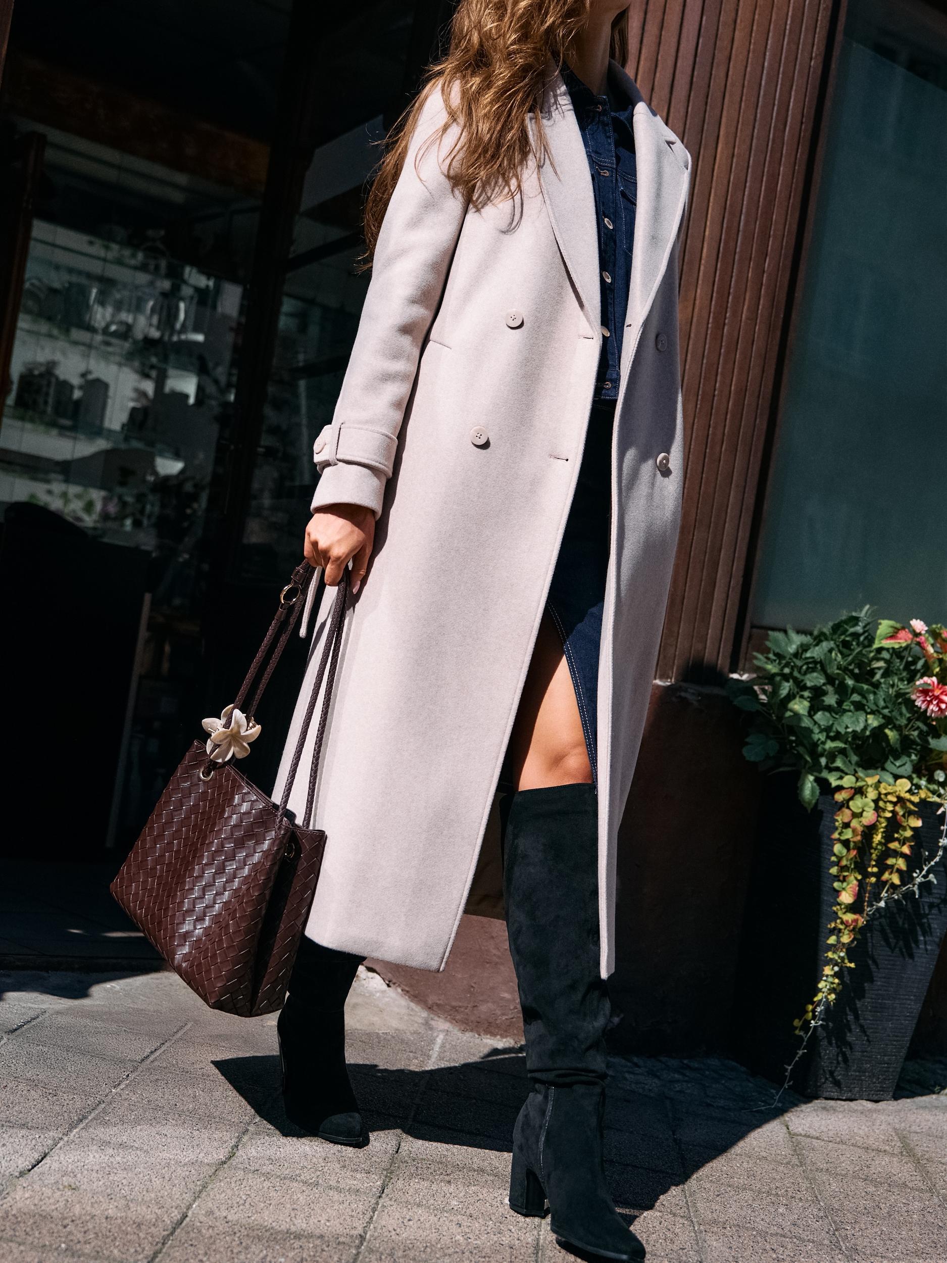 Sinsay - Kabát s páskem k uvázání - béžová