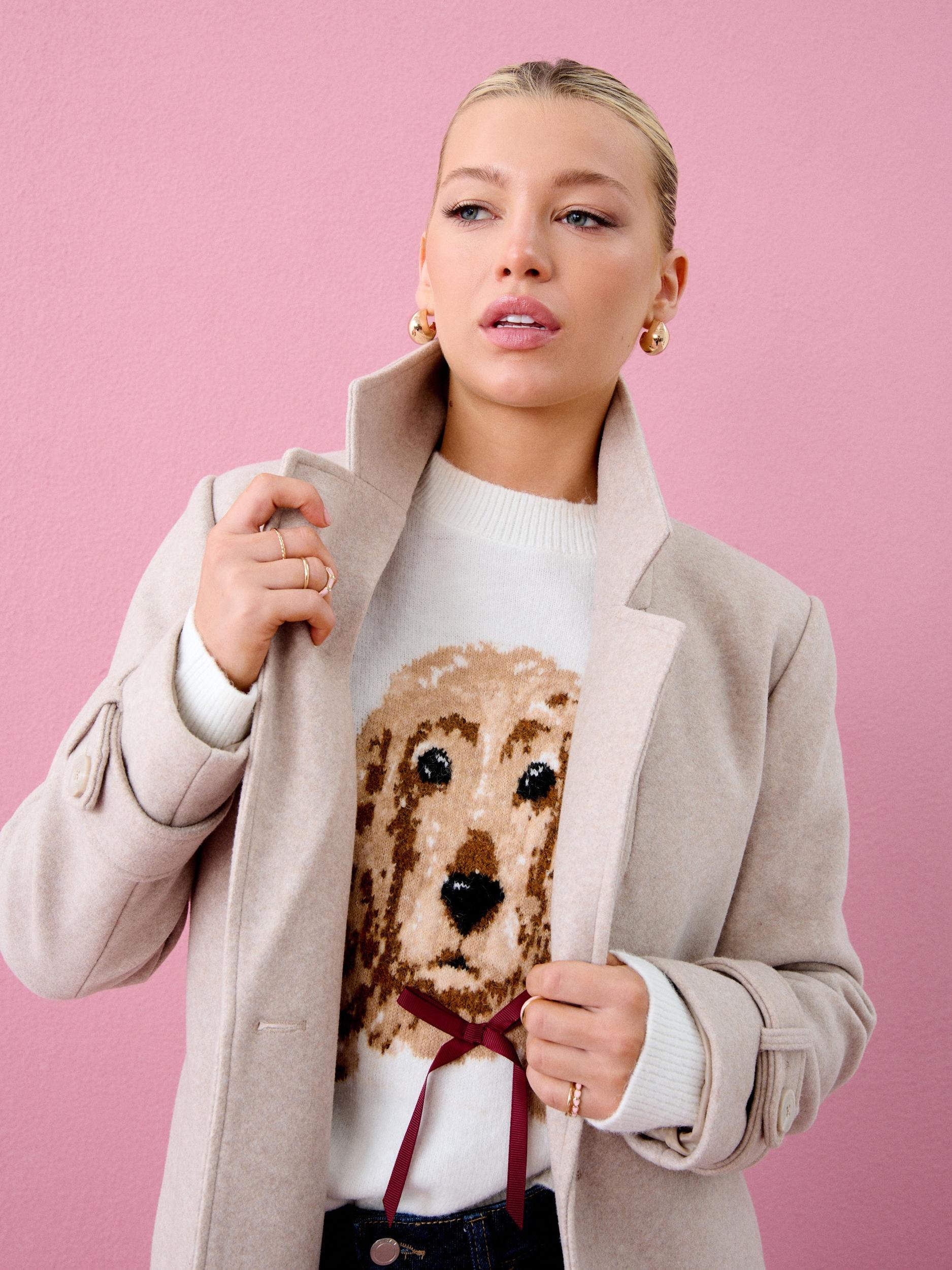 Sinsay - Kabát s páskem k uvázání - béžová