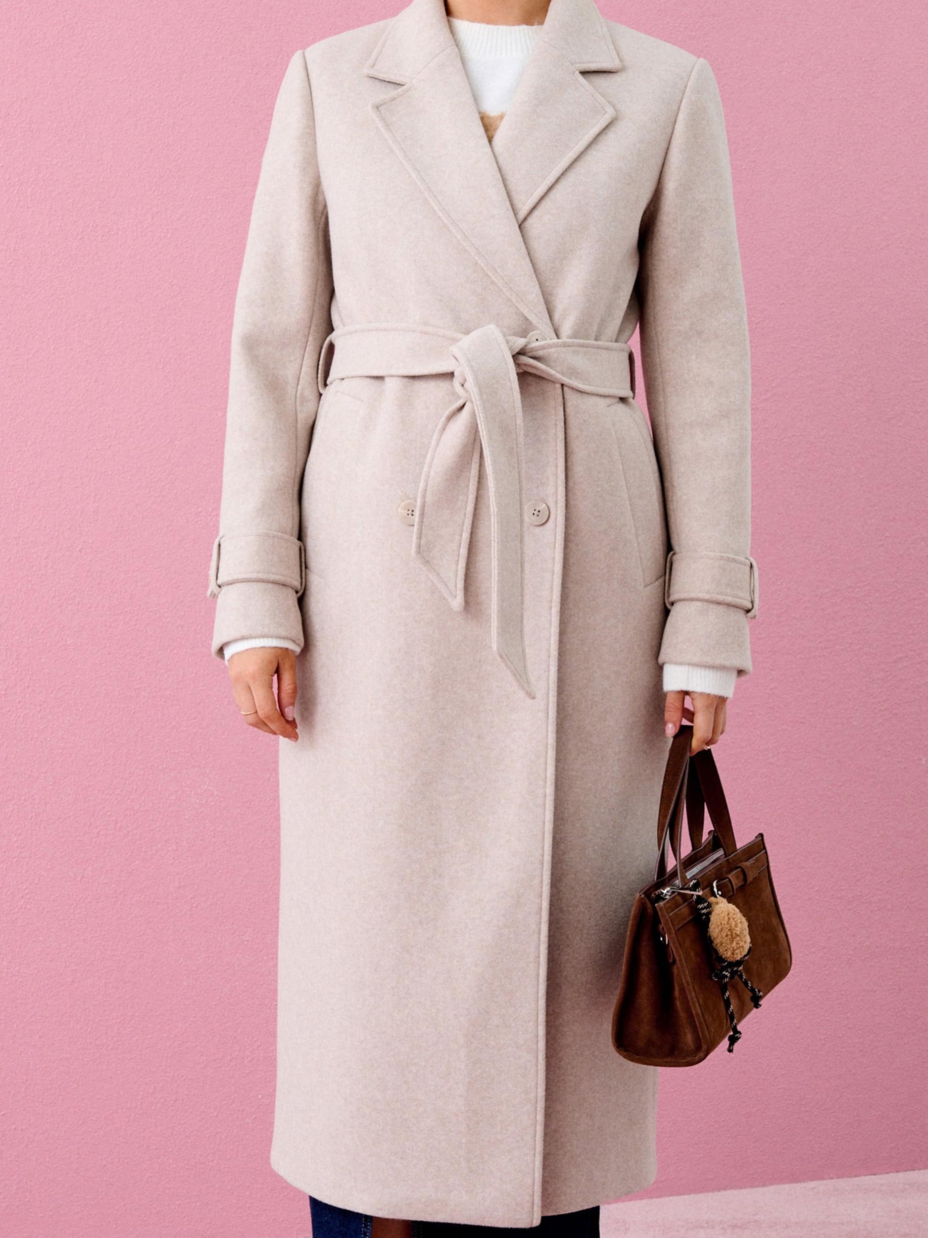 Sinsay - Kabát s páskem k uvázání - béžová