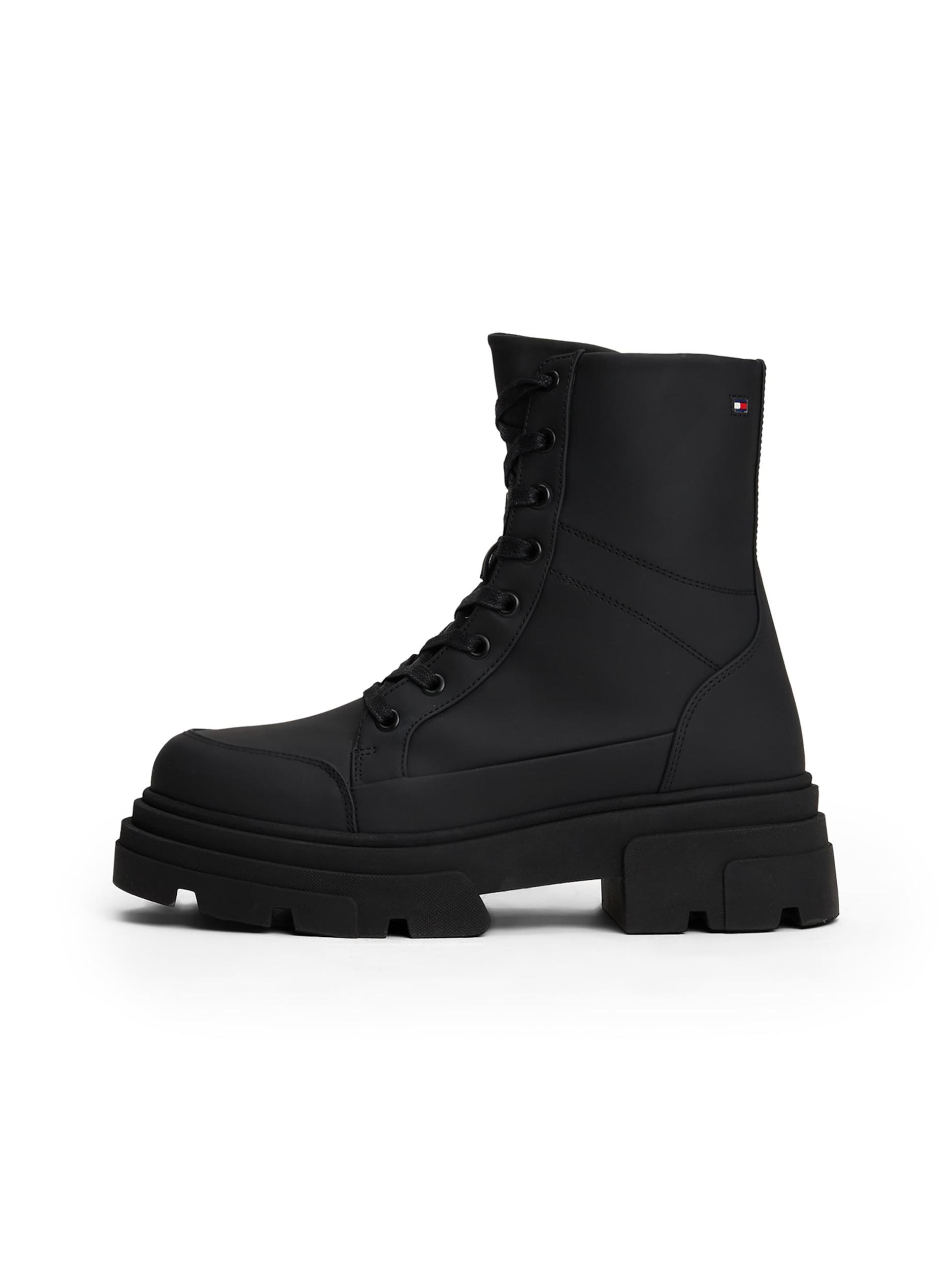 TOMMY HILFIGER Šněrovací kozačky černá