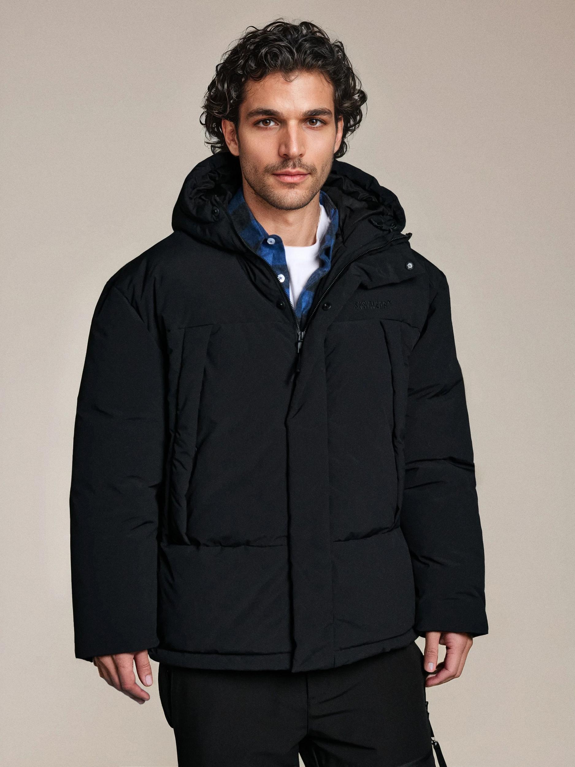 Sinsay - Prošívaná puffer bunda s kapucí - černá