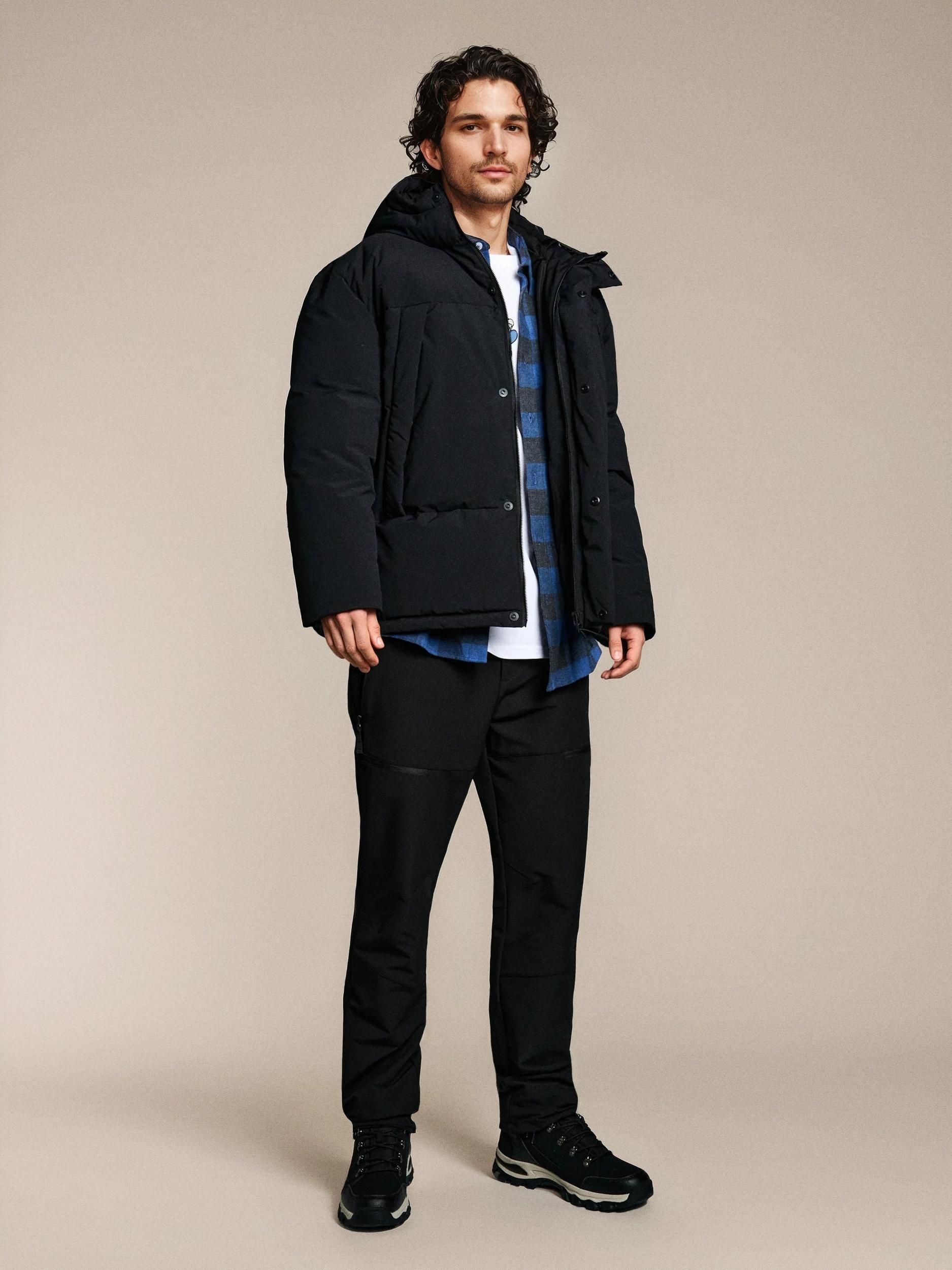 Sinsay - Prošívaná puffer bunda s kapucí - černá