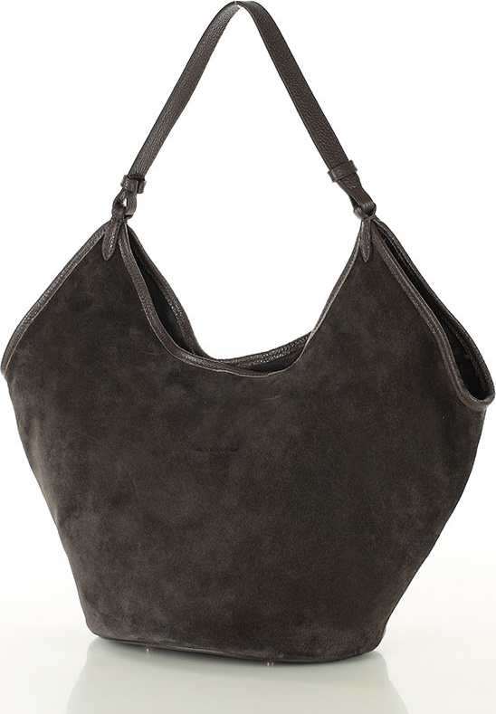 MARCO MAZZINI Tmavě hnědá kožená hobo kabelka