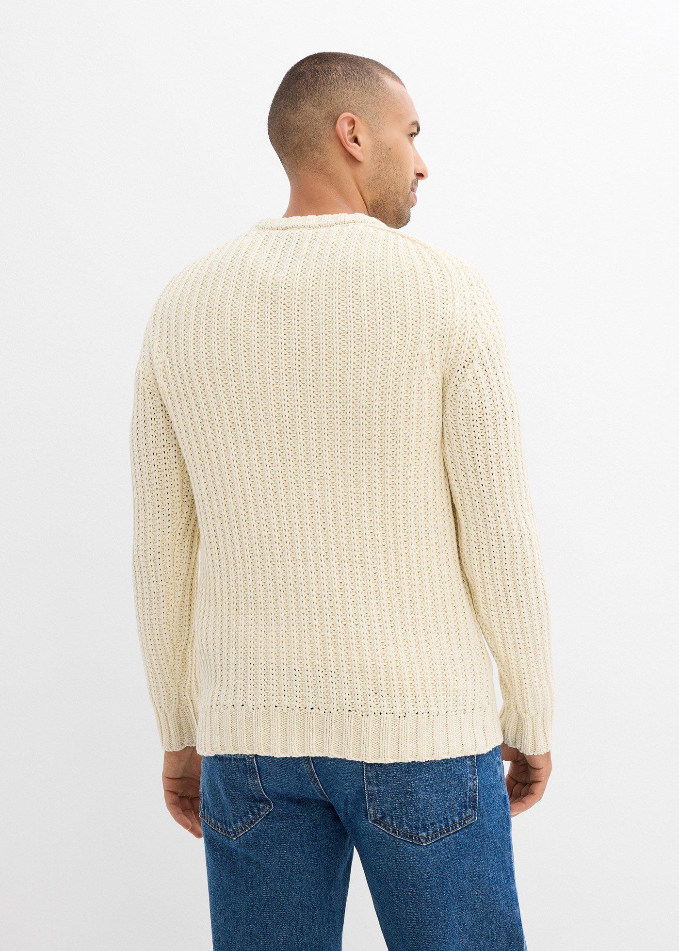 bonprix Svetr z hrubé pleteniny z měkké bavlněné směsi béžová Muž