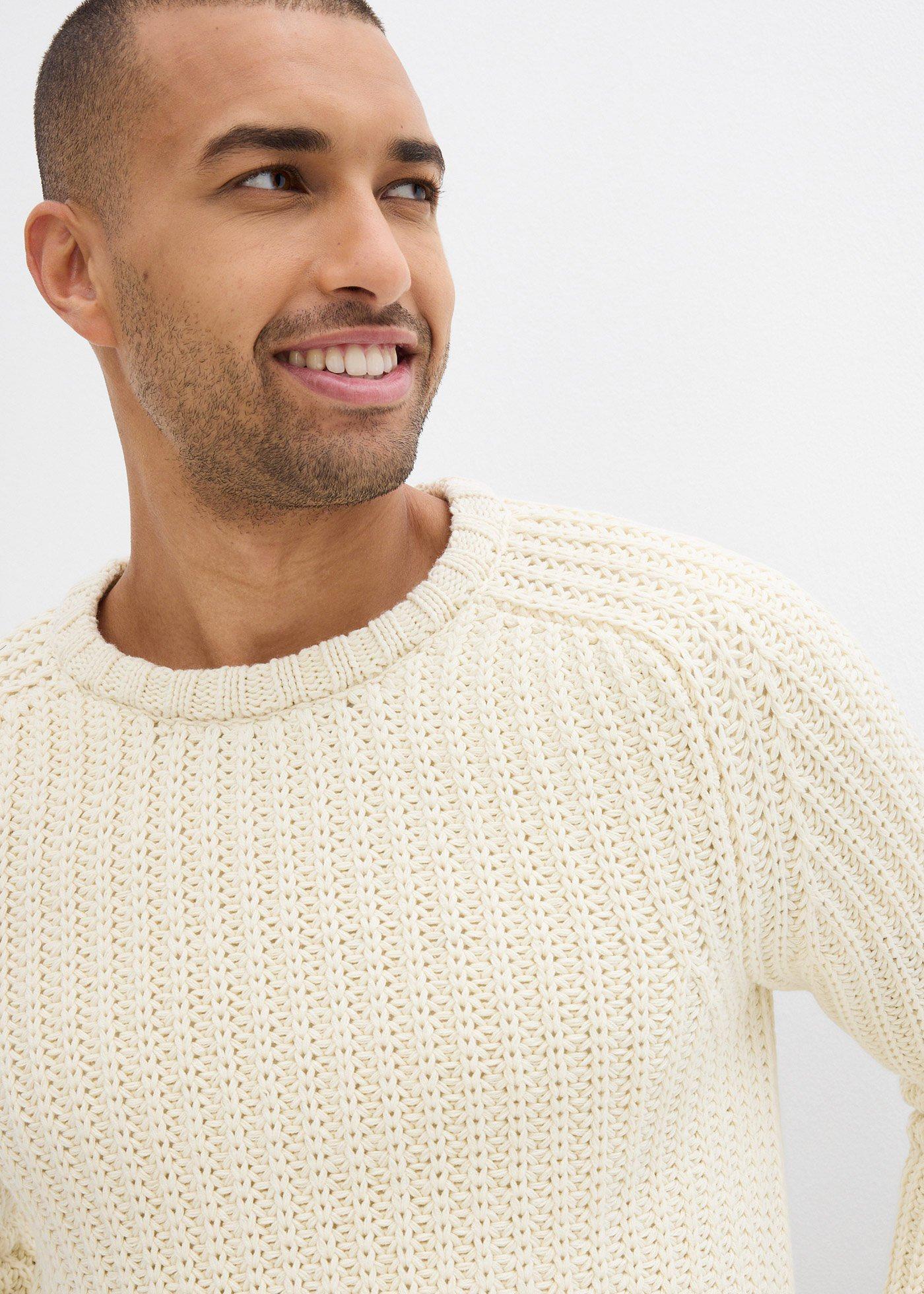 bonprix Svetr z hrubé pleteniny z měkké bavlněné směsi béžová Muž