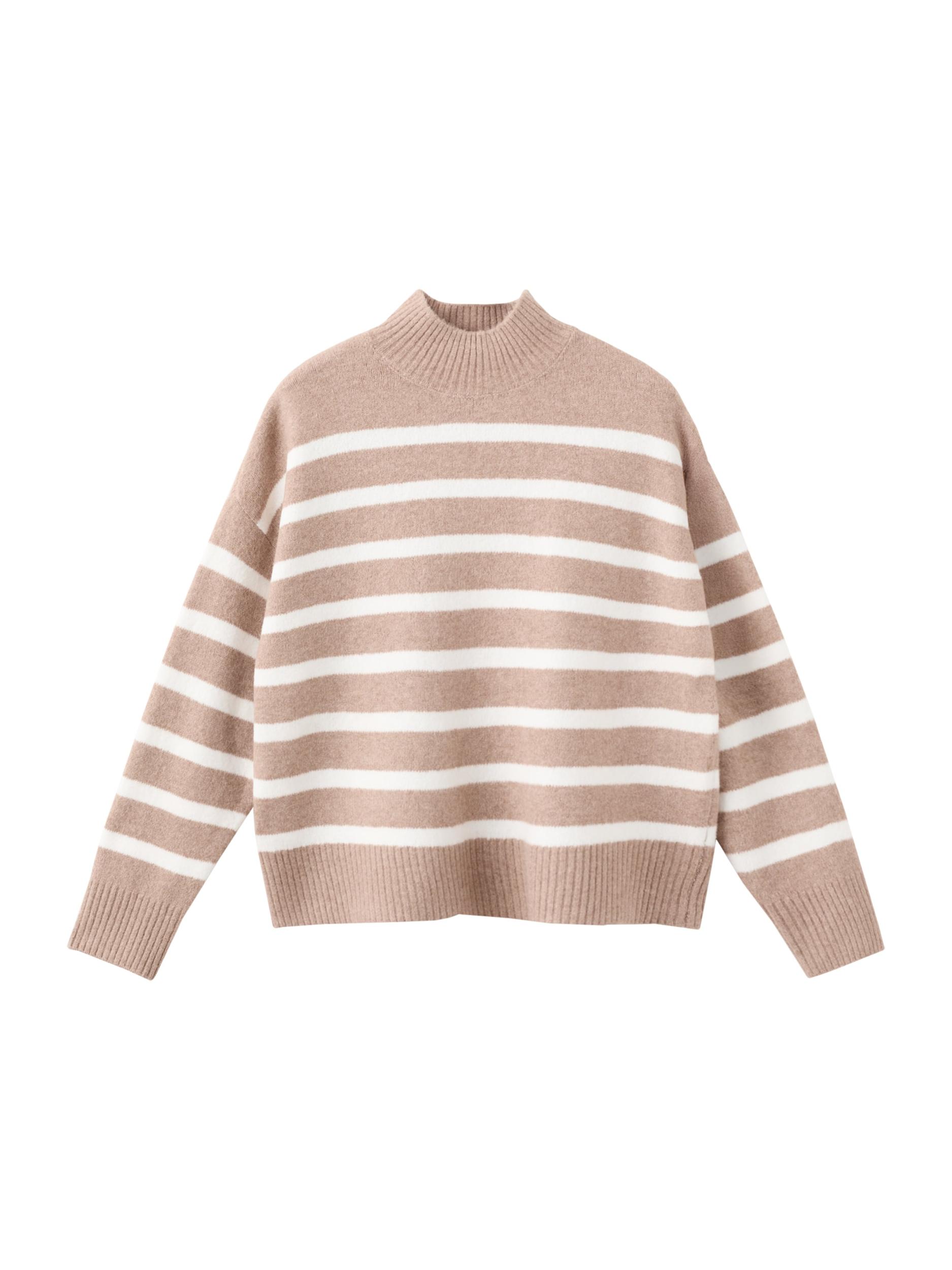 MANGO Svetr 'MINERVA' světle hnědá / bílá