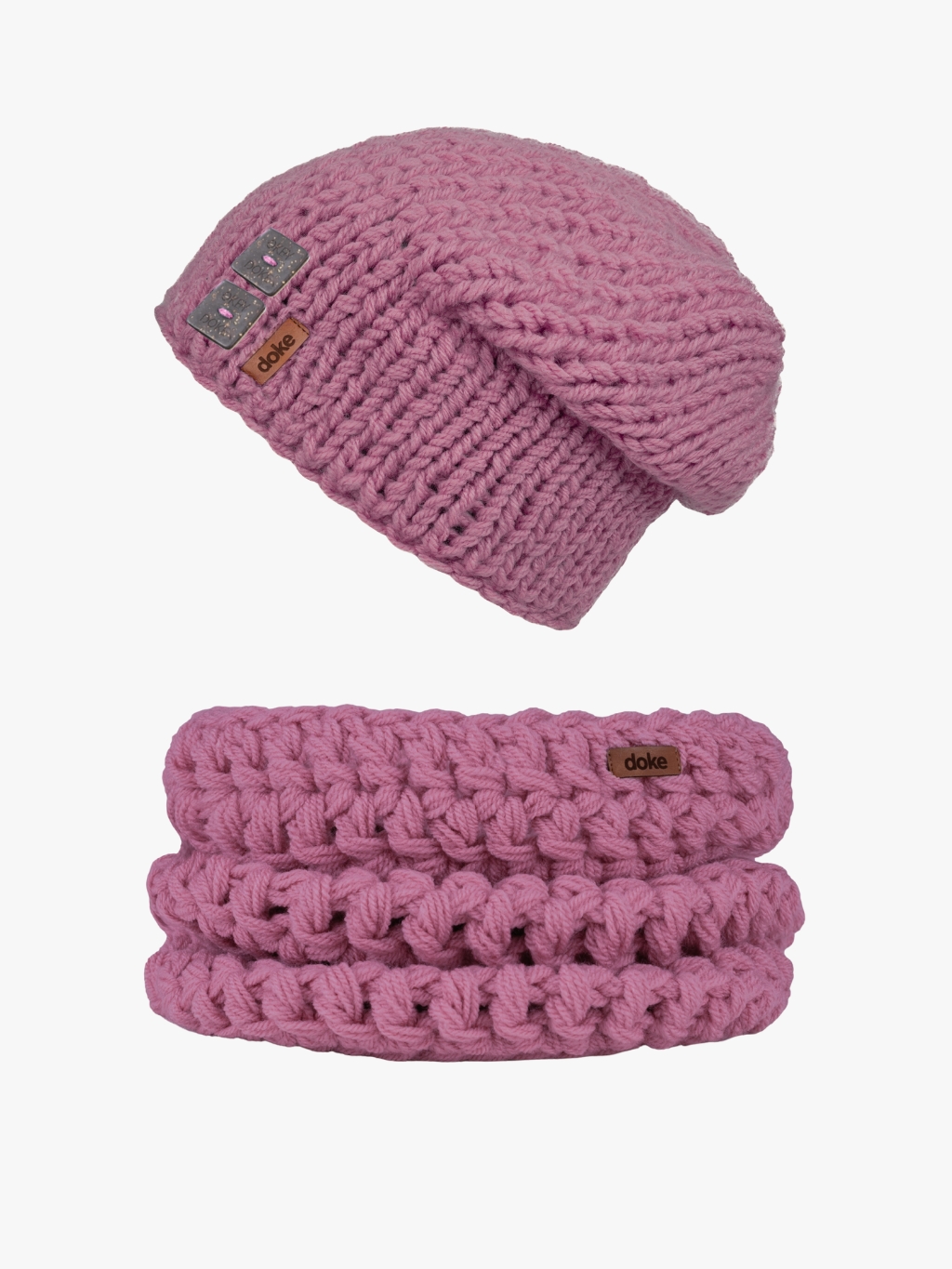 DOKE Set pletená čepice B lilac