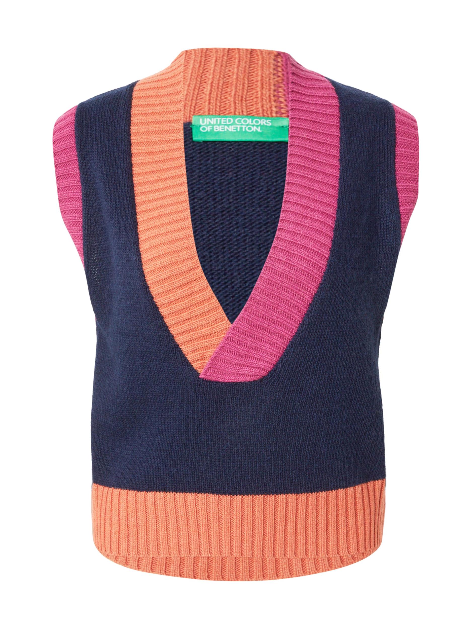 UNITED COLORS OF BENETTON Svetr tmavě modrá / oranžová / světle růžová