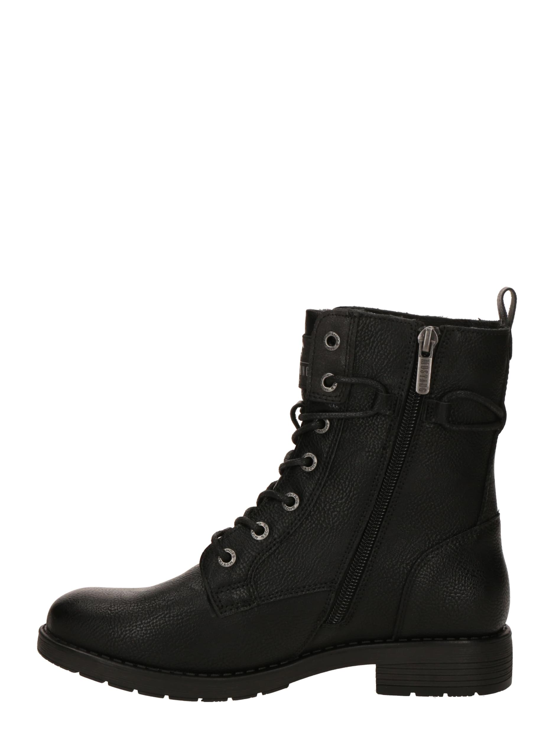 MUSTANG Šněrovací kozačky černá