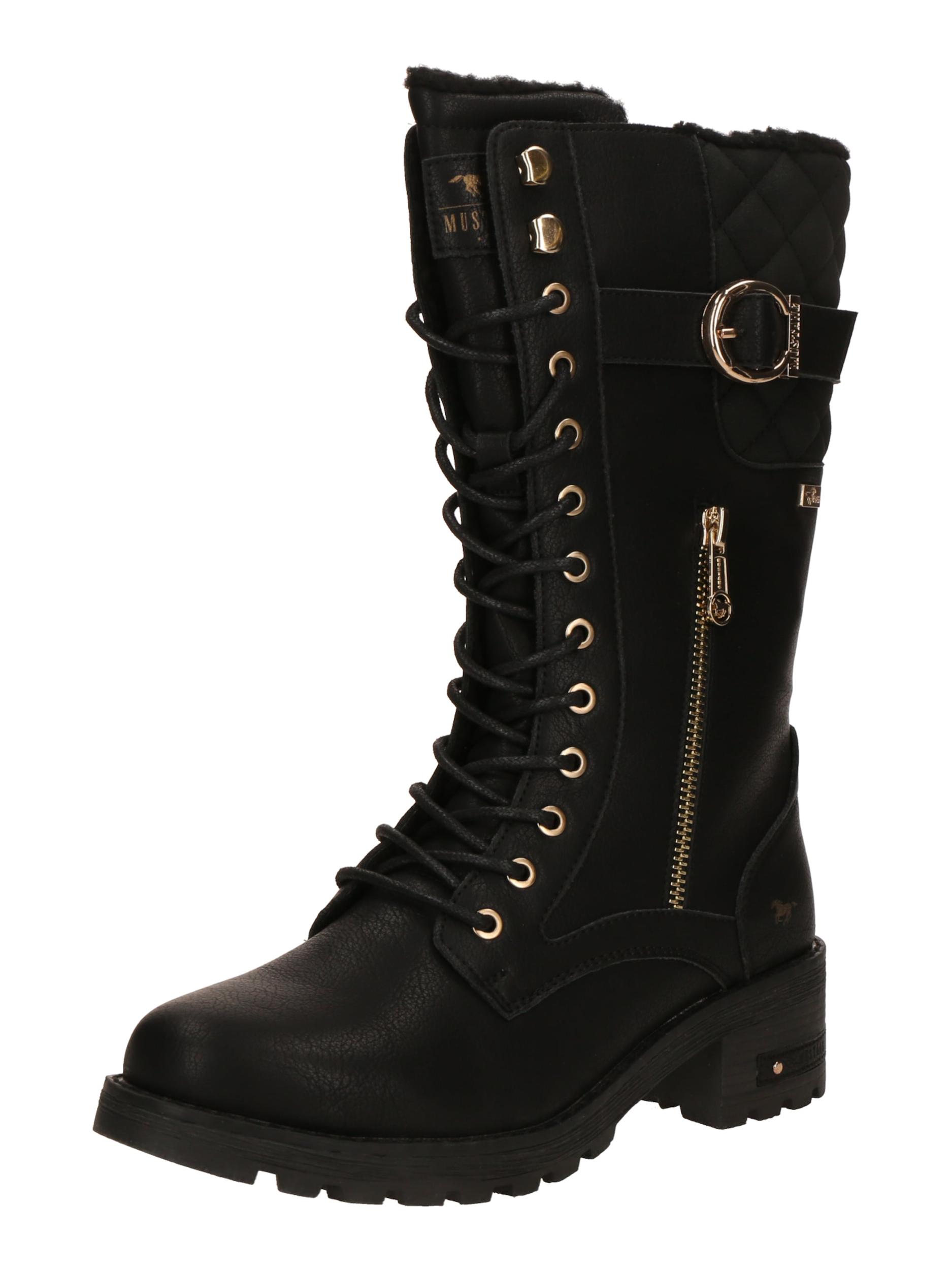 MUSTANG Šněrovací boty černá