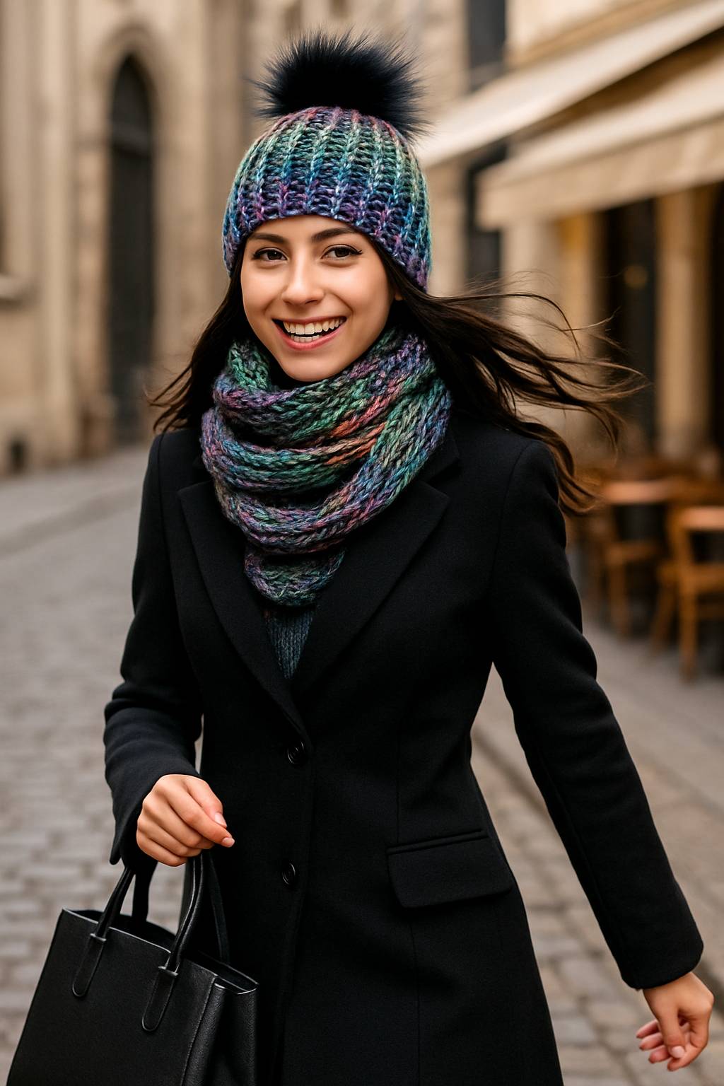 Fashionweek Zimní dámský komplet – pletená čepice s bambulí + teplý nákrčník ZIZI-MULTI