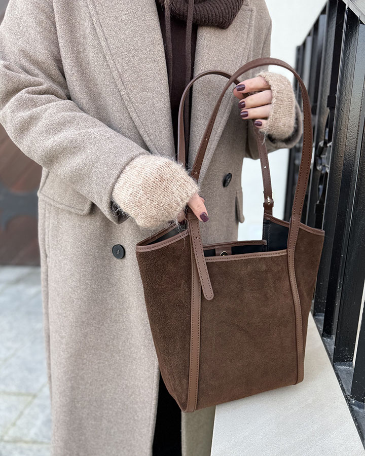 MARCO MAZZINI Hnědá prostorná kožená shopper kabelka