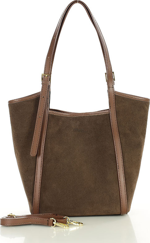 MARCO MAZZINI Hnědá prostorná kožená shopper kabelka