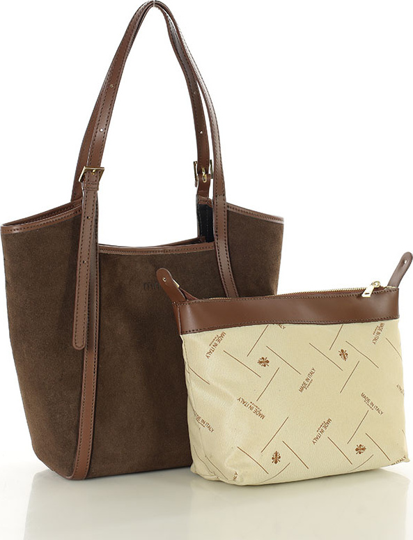 MARCO MAZZINI Hnědá prostorná kožená shopper kabelka