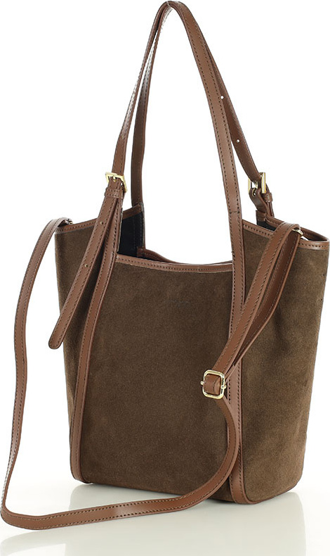 MARCO MAZZINI Hnědá prostorná kožená shopper kabelka