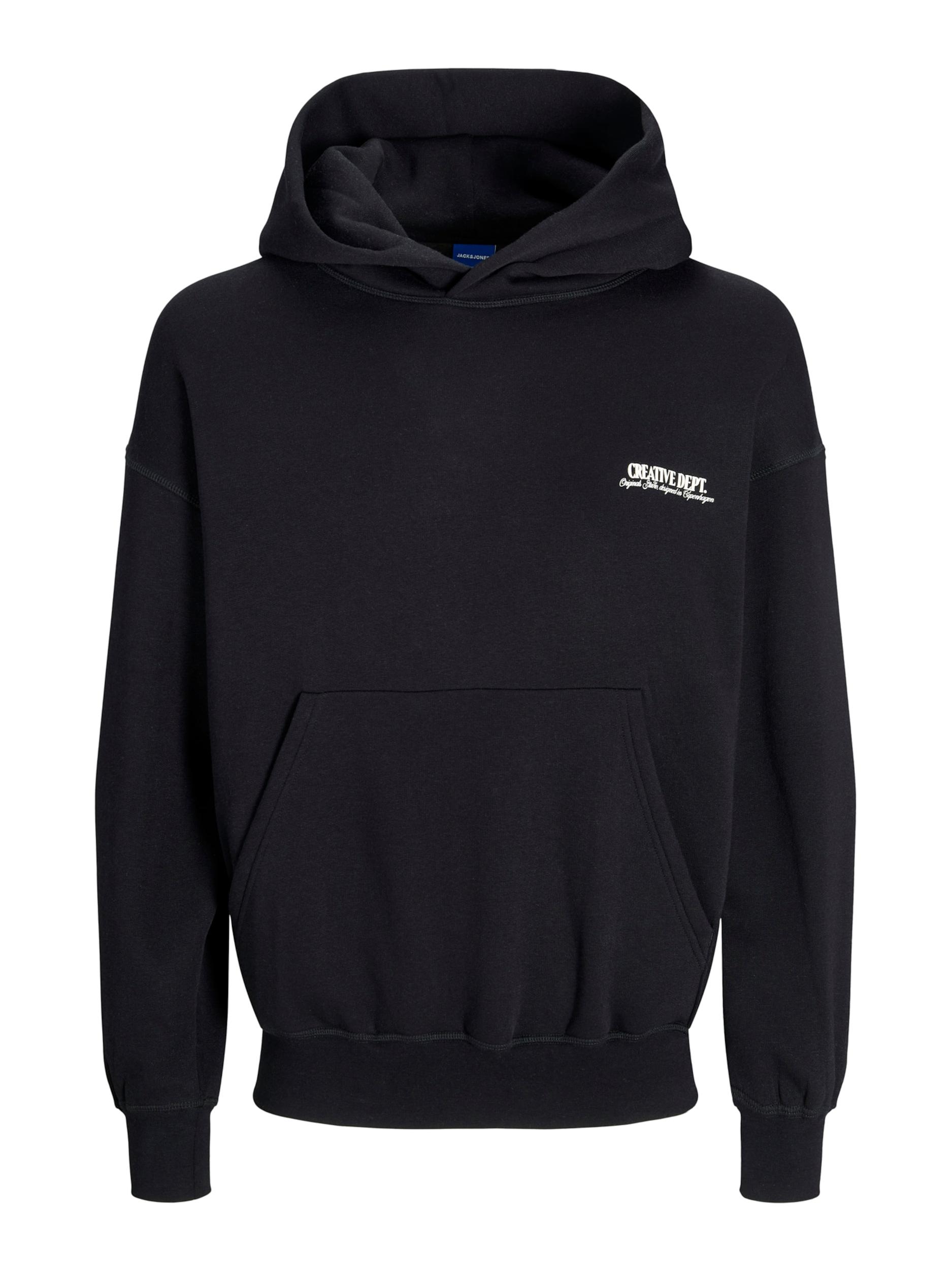 JACK & JONES Mikina 'JWHROXBURY' černá / bílá