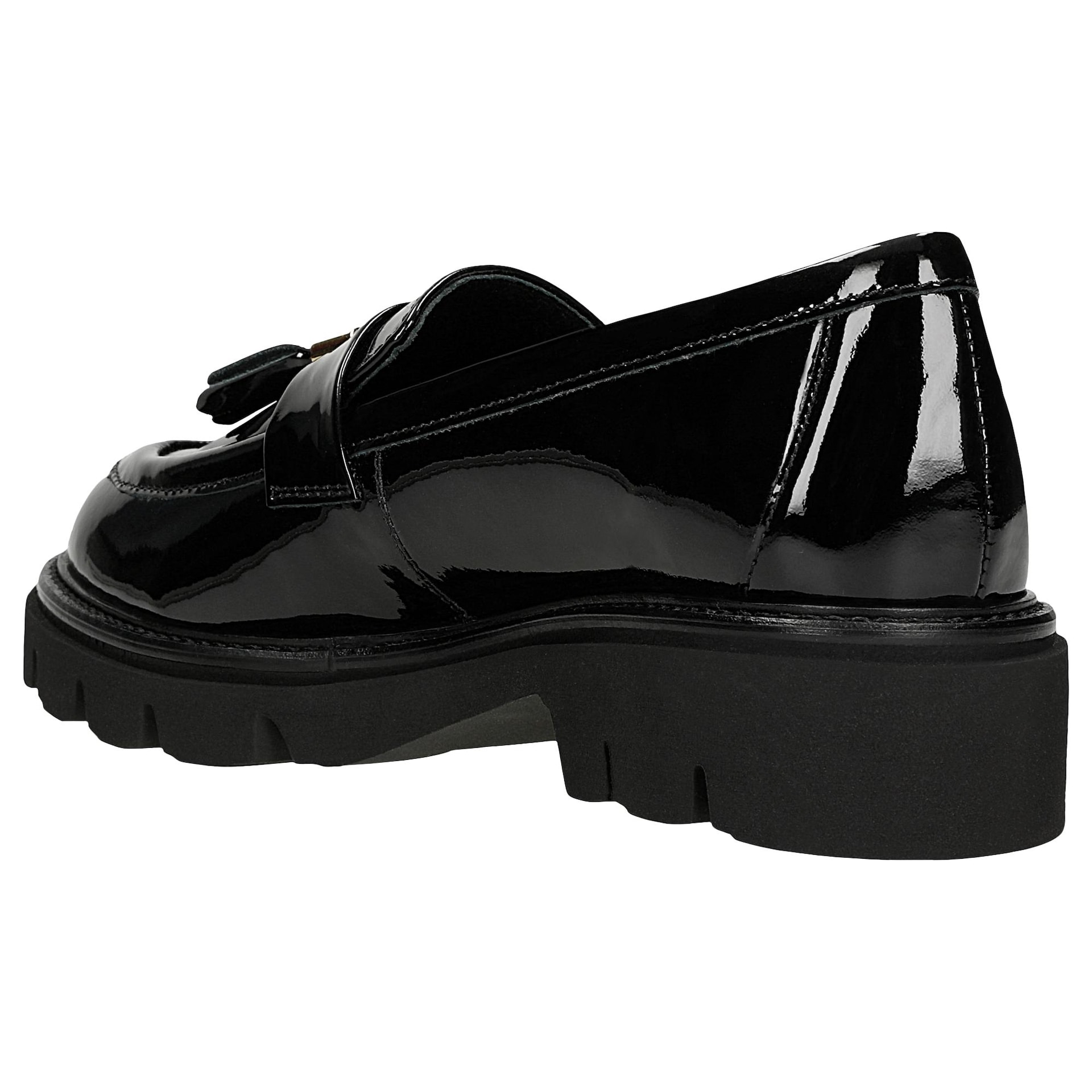 Wojas Černé Lakované Mokasíny Se Zdobným Třásněm