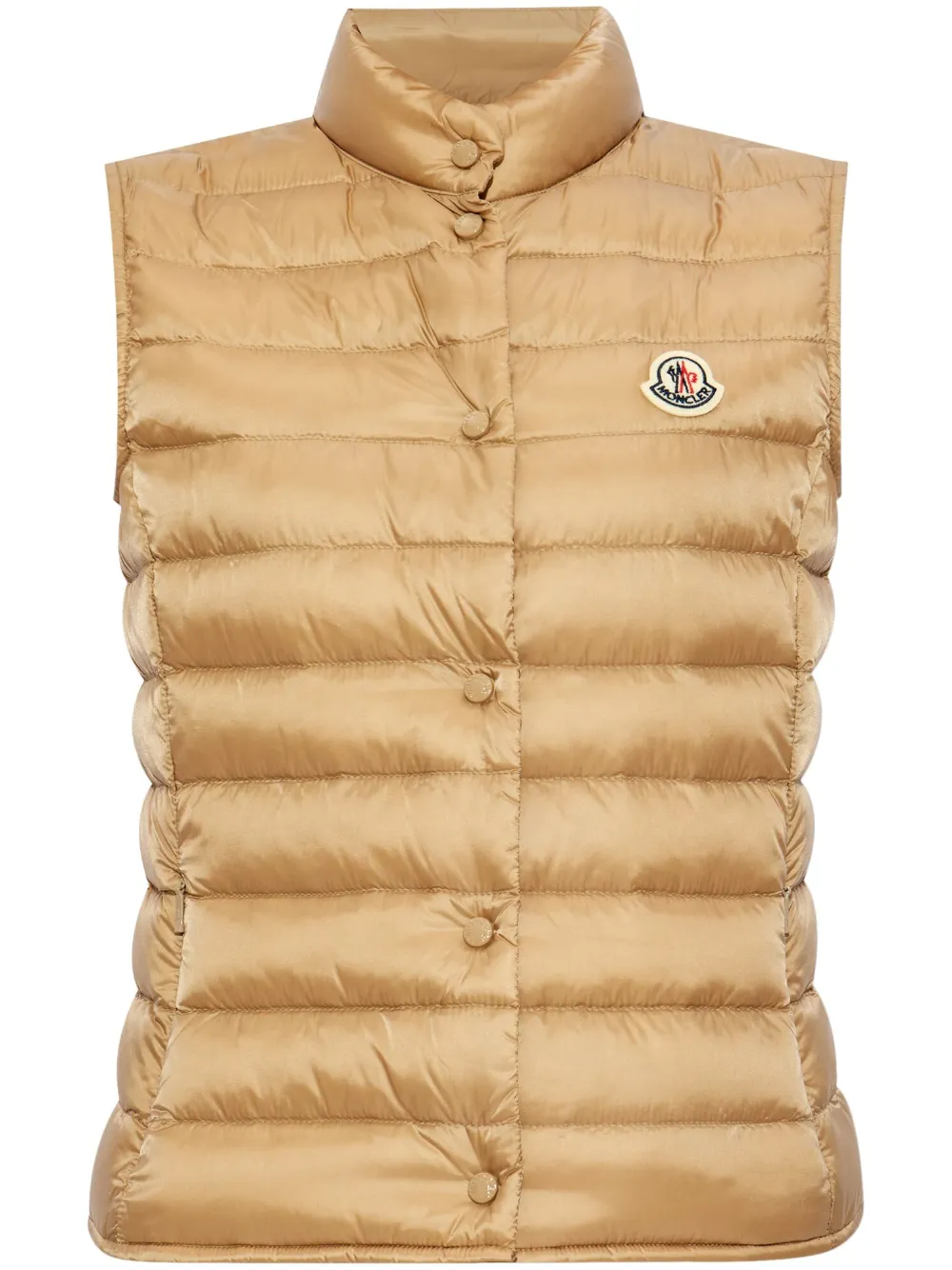 Moncler mock neck logo patch down gilet - Neutrals