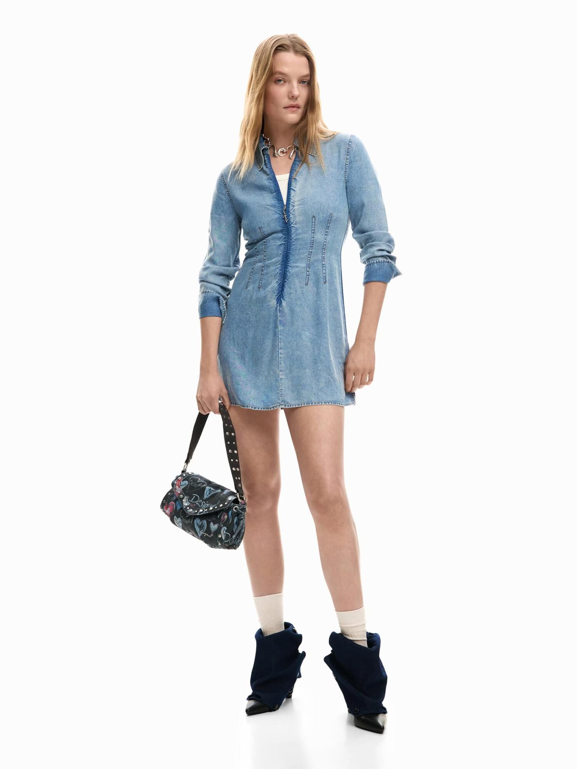 Desigual Košilové šaty modrá džínovina